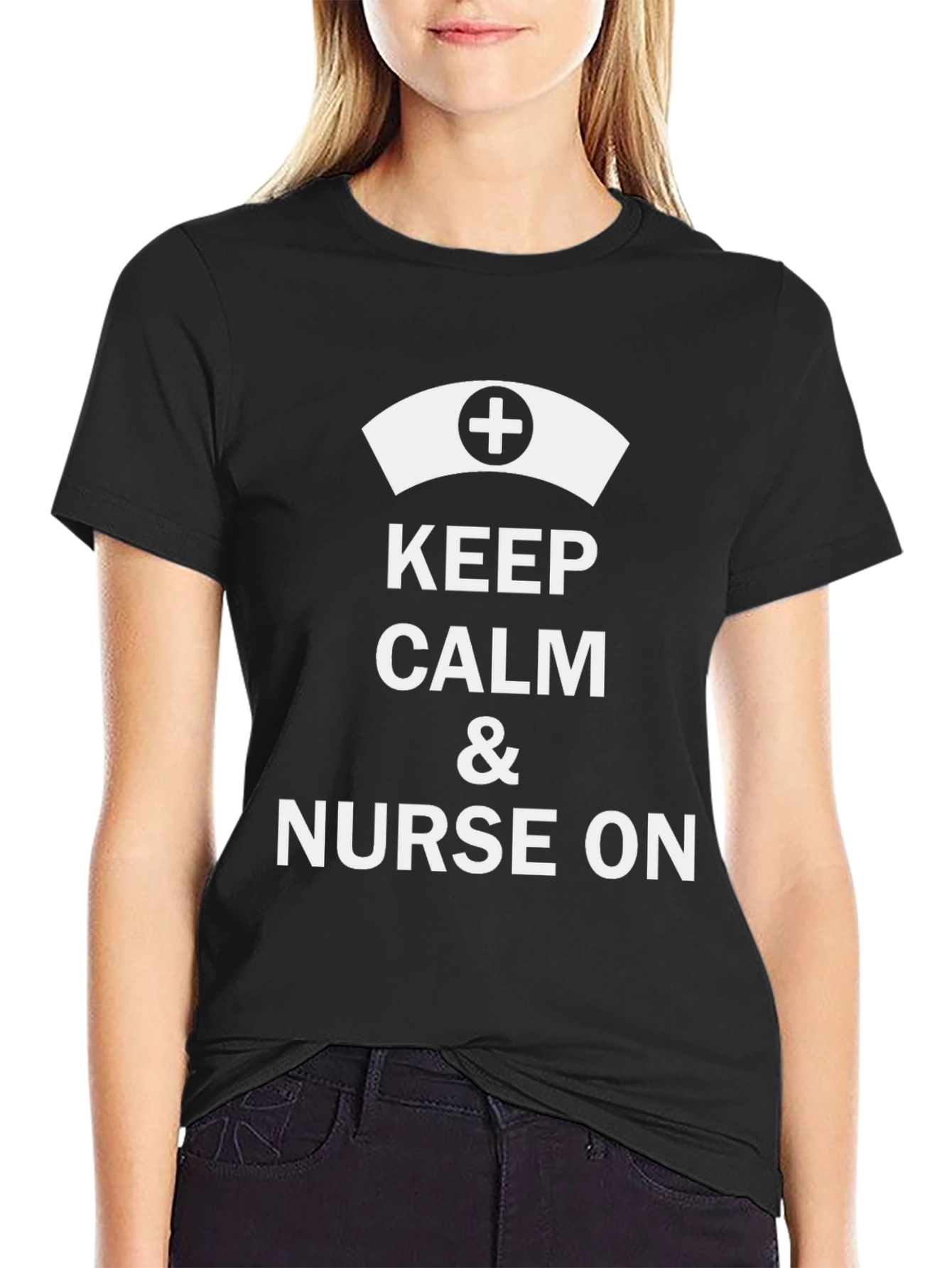 Keep Calm & Nurse On Black Graphic T-Shirt