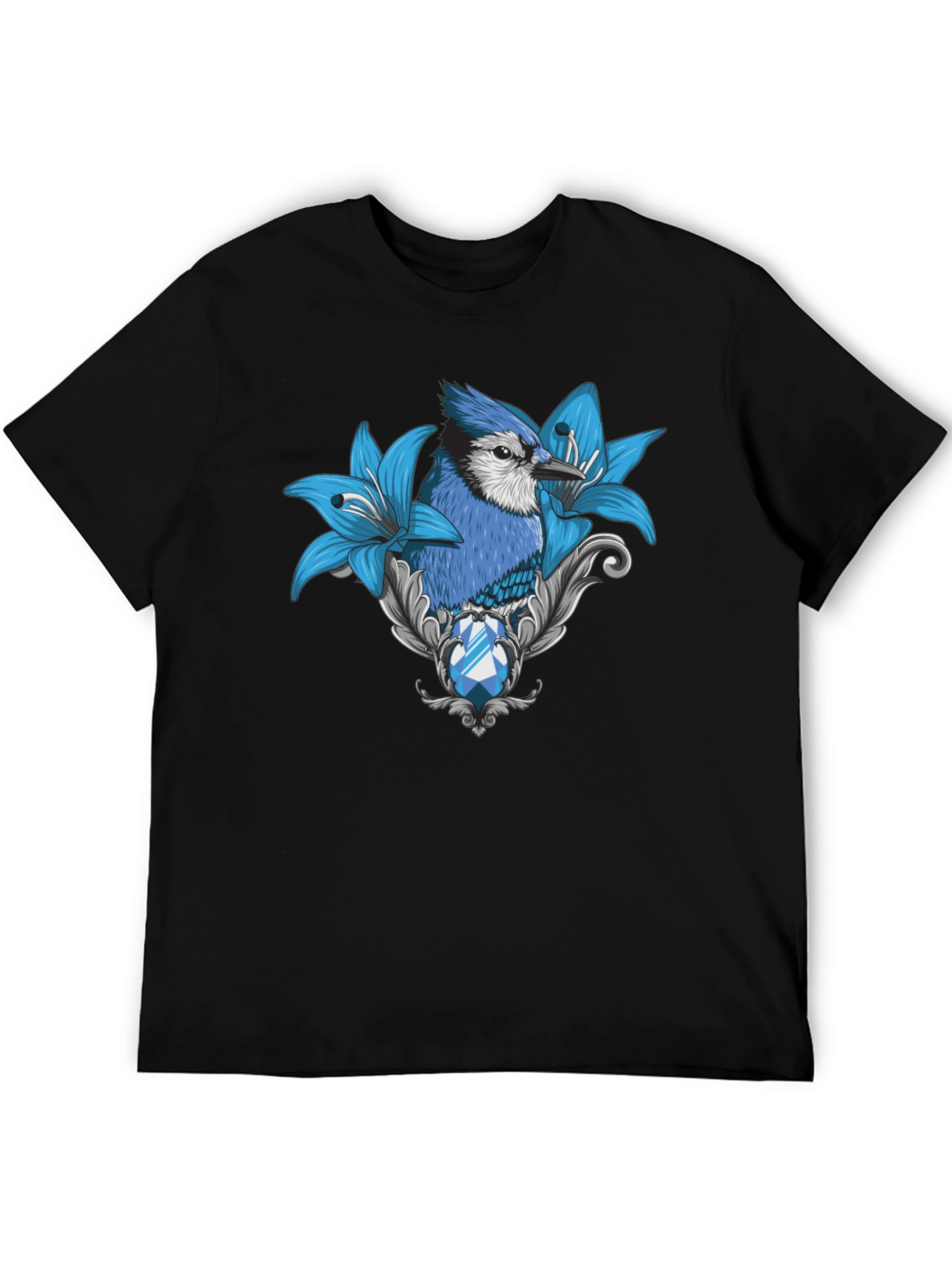 Blue Jay Lily Graphic Print T-Shirt