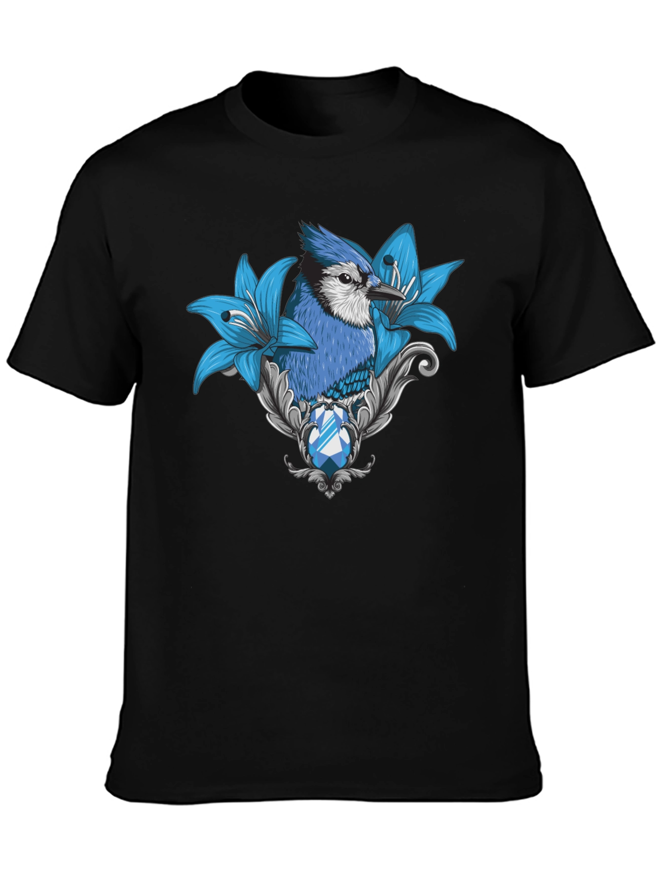 Blue Jay Lily Graphic Print T-Shirt
