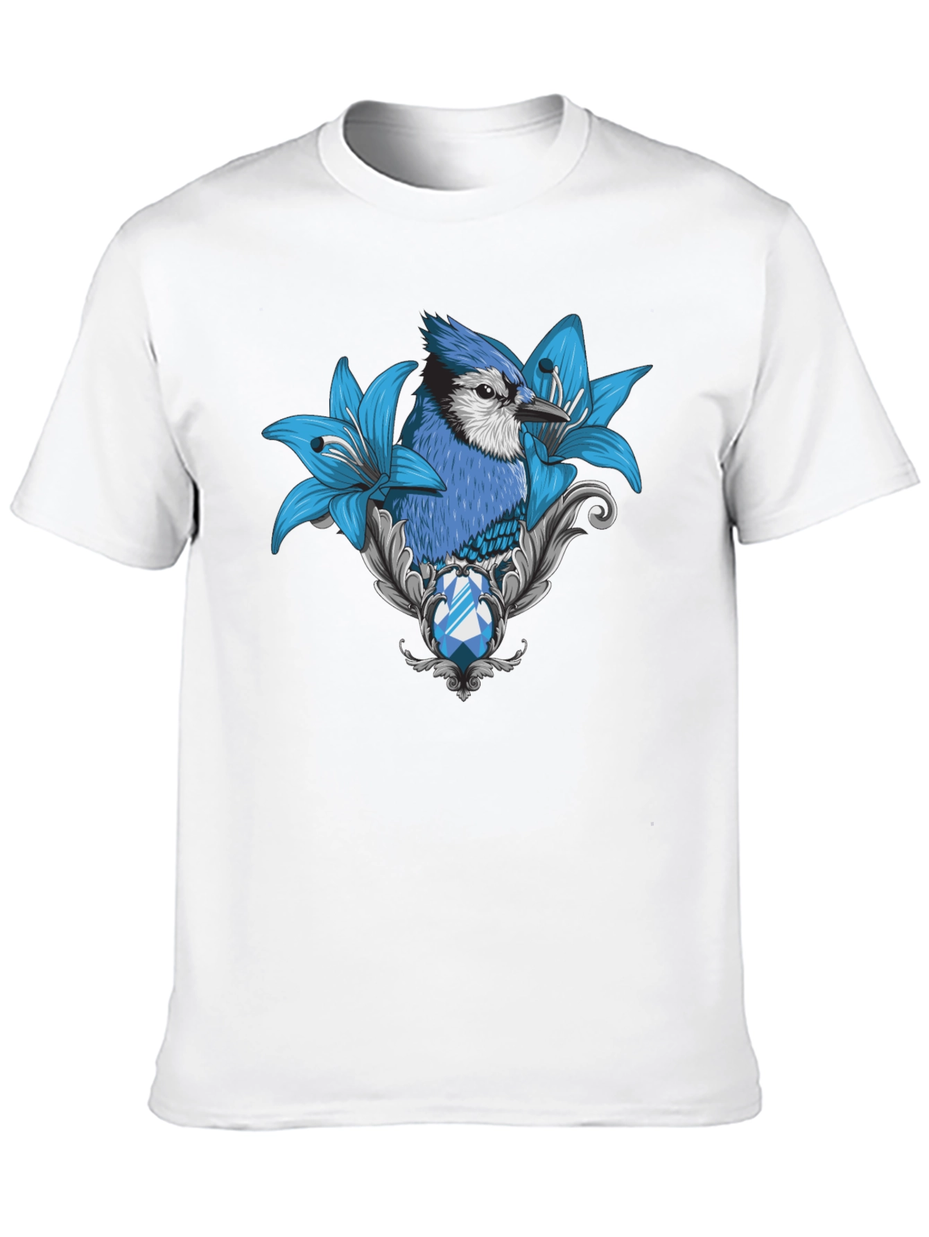 Blue Jay Lily Graphic Print T-Shirt