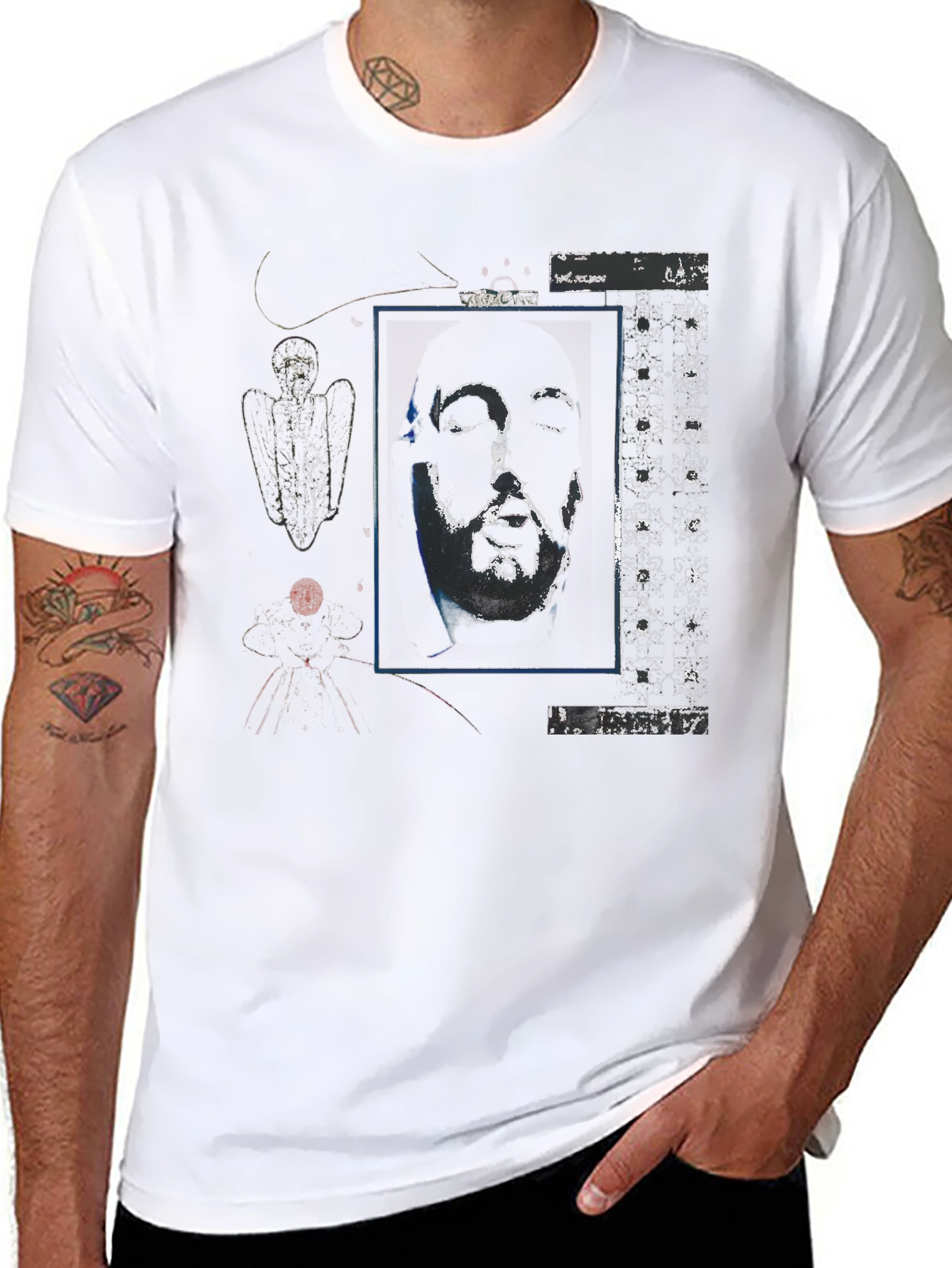 Abstract Graphic Print Black Crew Neck T-Shirt