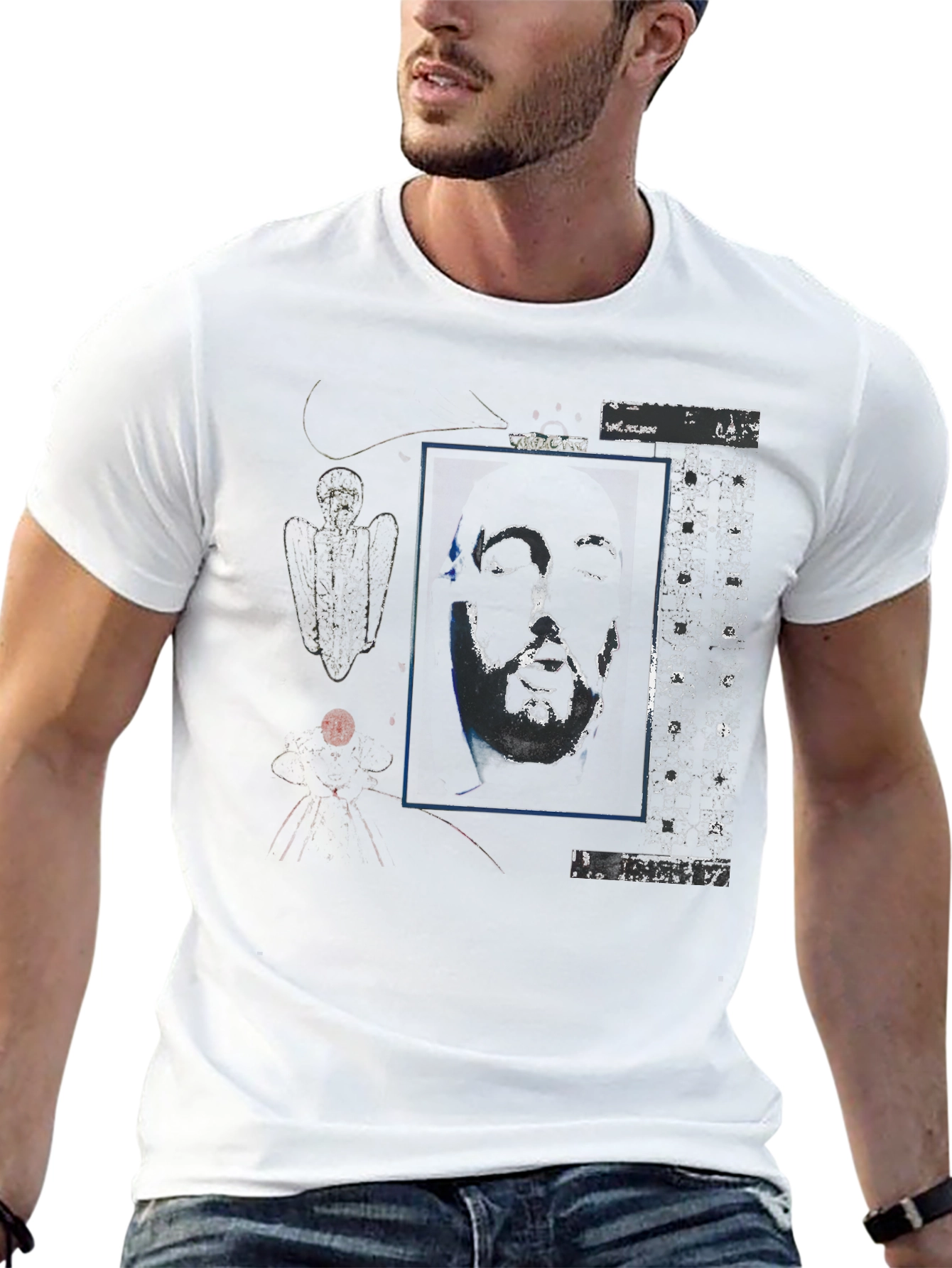 Abstract Graphic Print Black Crew Neck T-Shirt