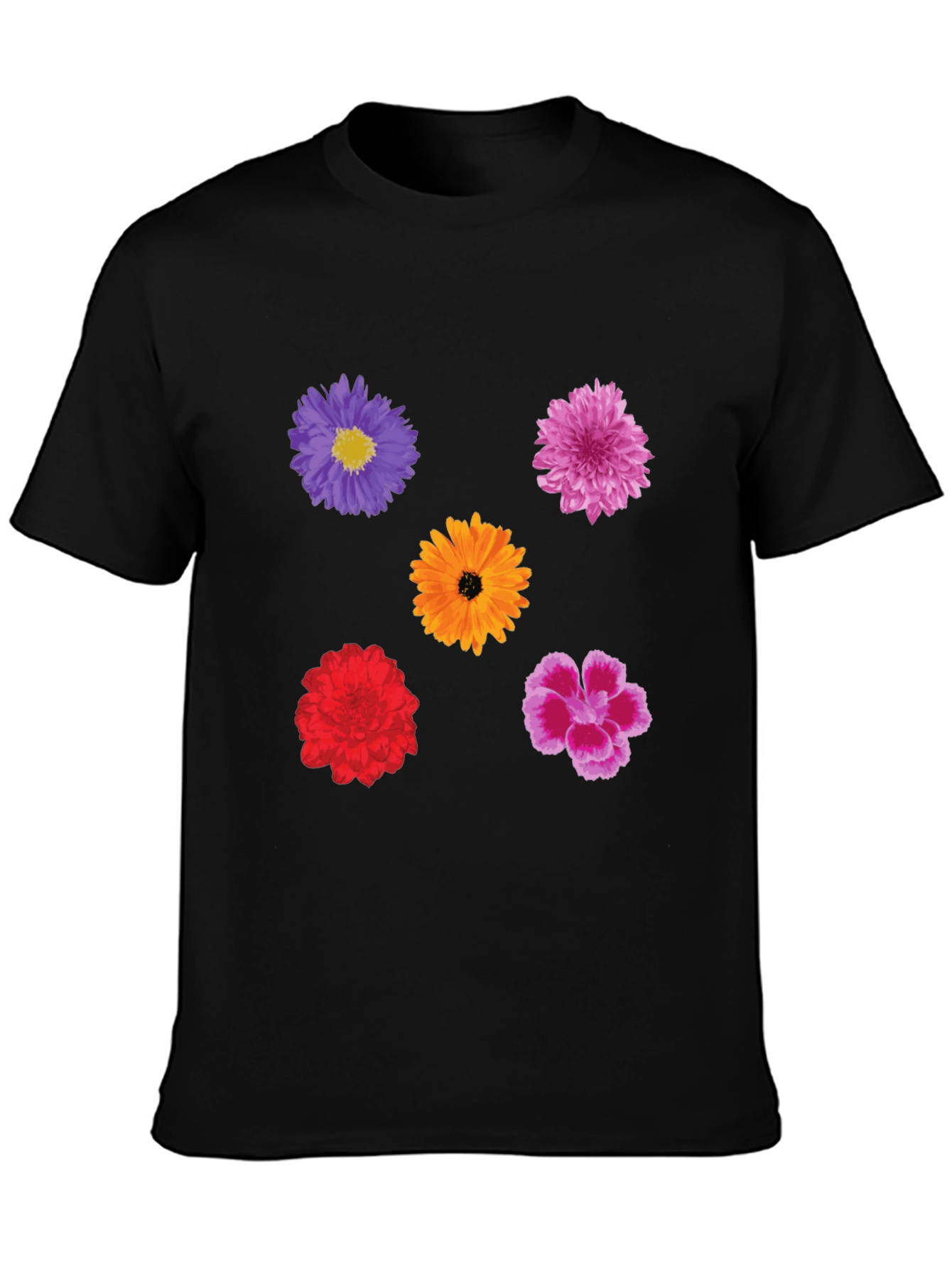 Floral Print Tee - Stylish Mens Black T-Shirt