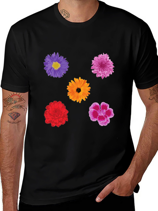 Floral Print Tee - Stylish Mens Black T-Shirt