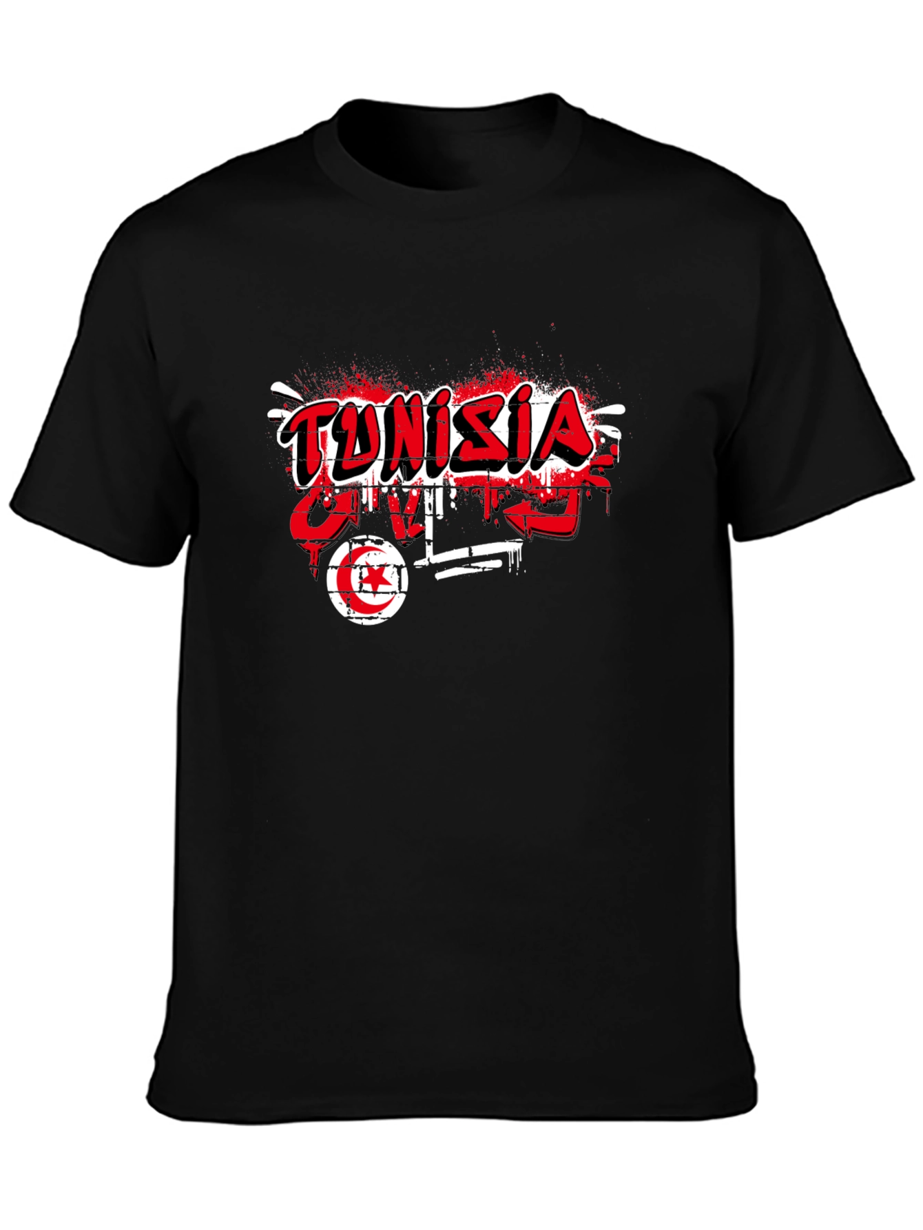 Tunisia Pride Graphic Tee - Stylish Black Cotton Shirt