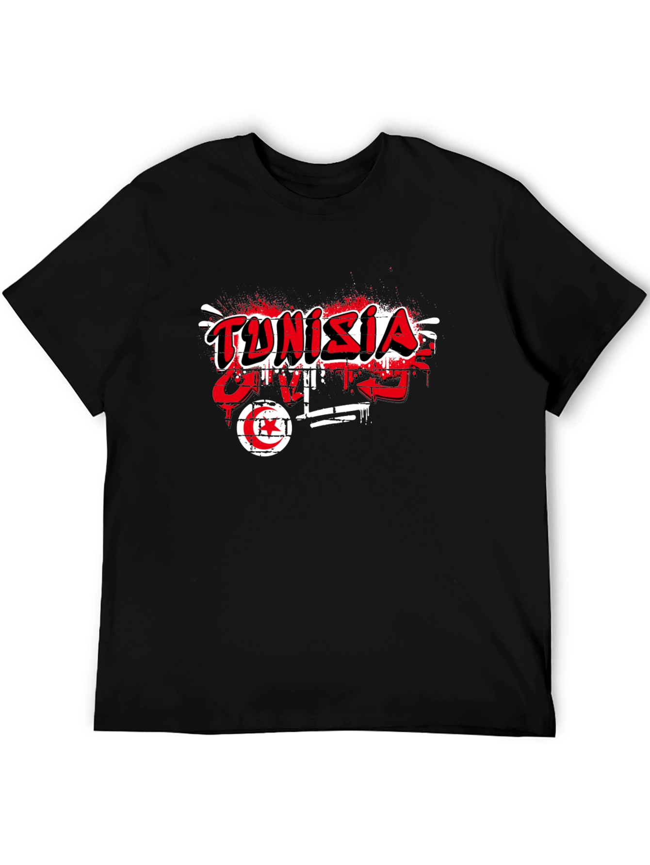 Tunisia Pride Graphic Tee - Stylish Black Cotton Shirt