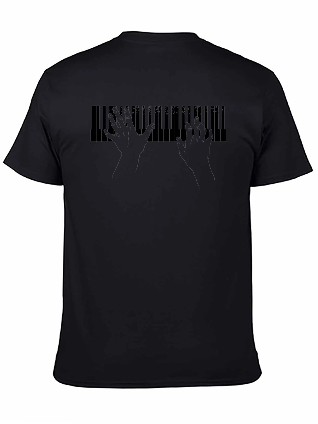 Piano Keys Hands Black Graphic Tee