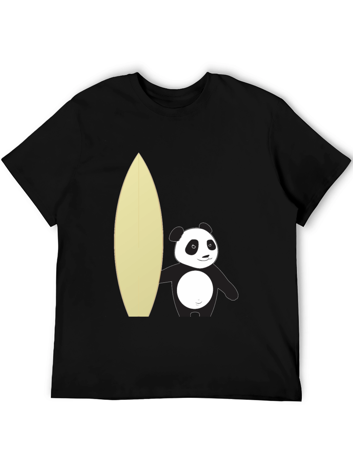 Panda Surfer Graphic Tee - Black Cotton T-Shirt