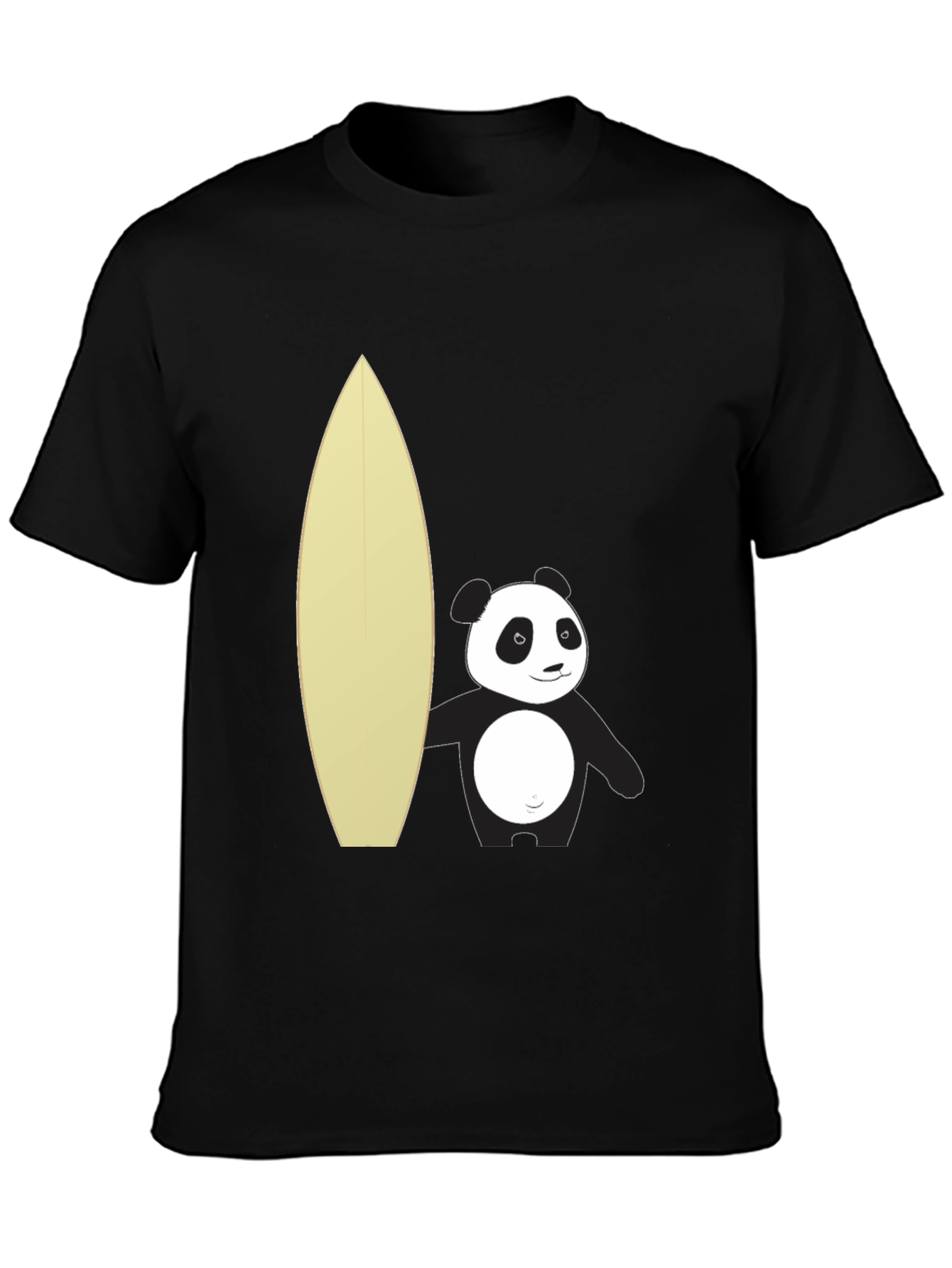 Panda Surfer Graphic Tee - Black Cotton T-Shirt