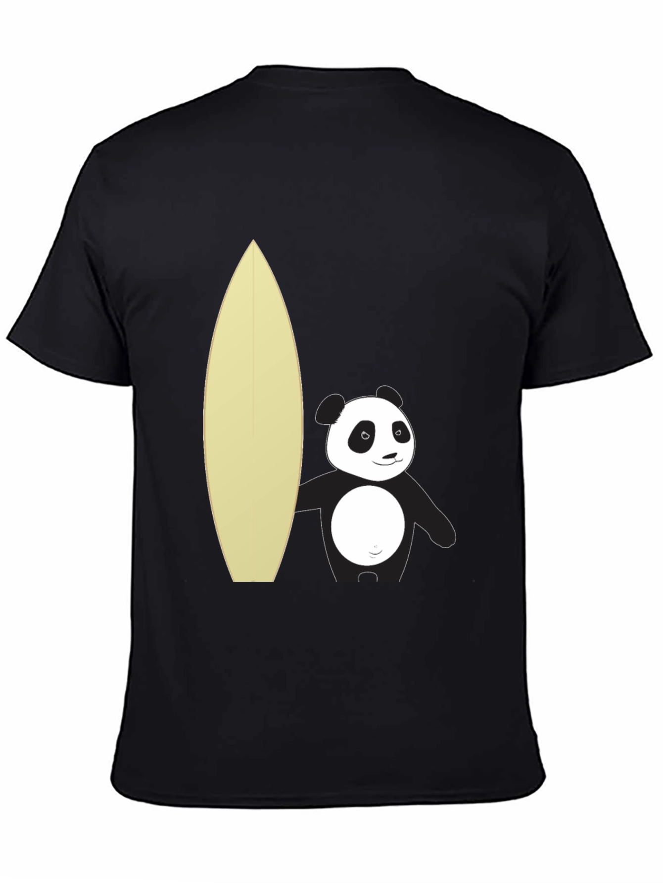 Panda Surfer Graphic Tee - Black Cotton T-Shirt