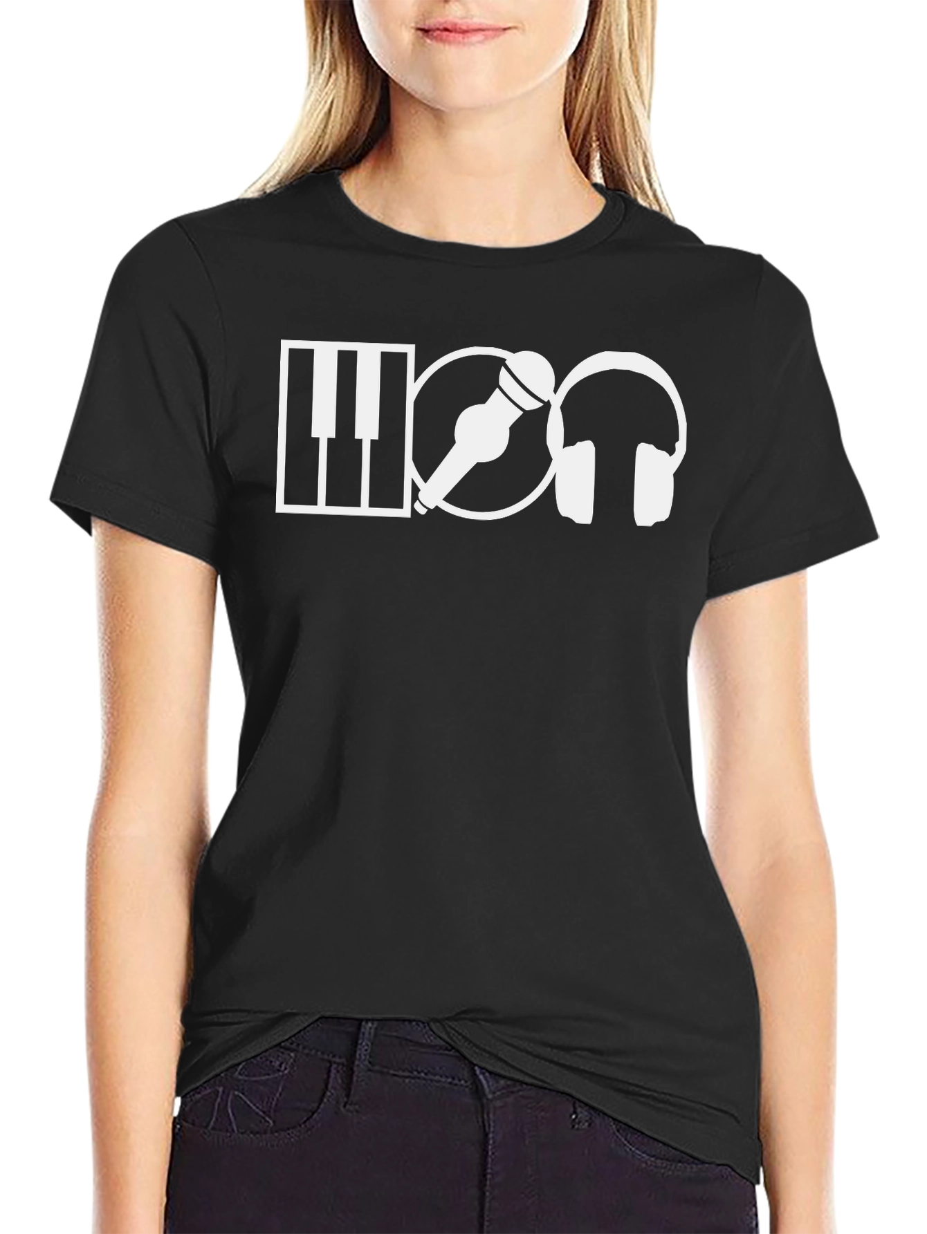 Music Lover T-Shirt - Piano Mic & Headphones!
