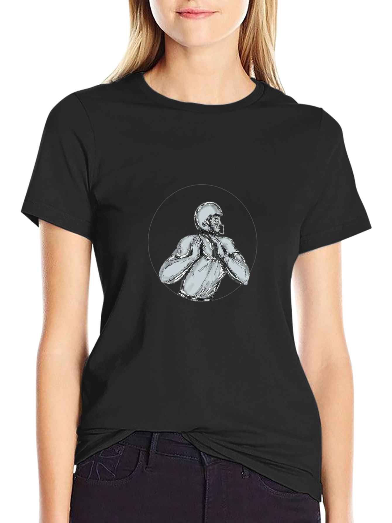 Football Player Sketch Graphic Tee