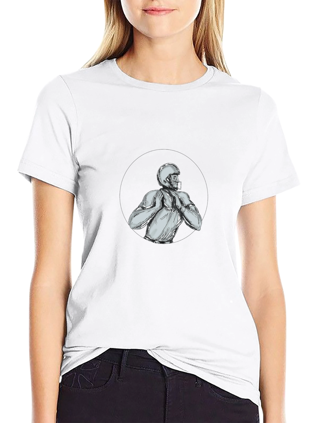 Football Player Sketch Graphic Tee