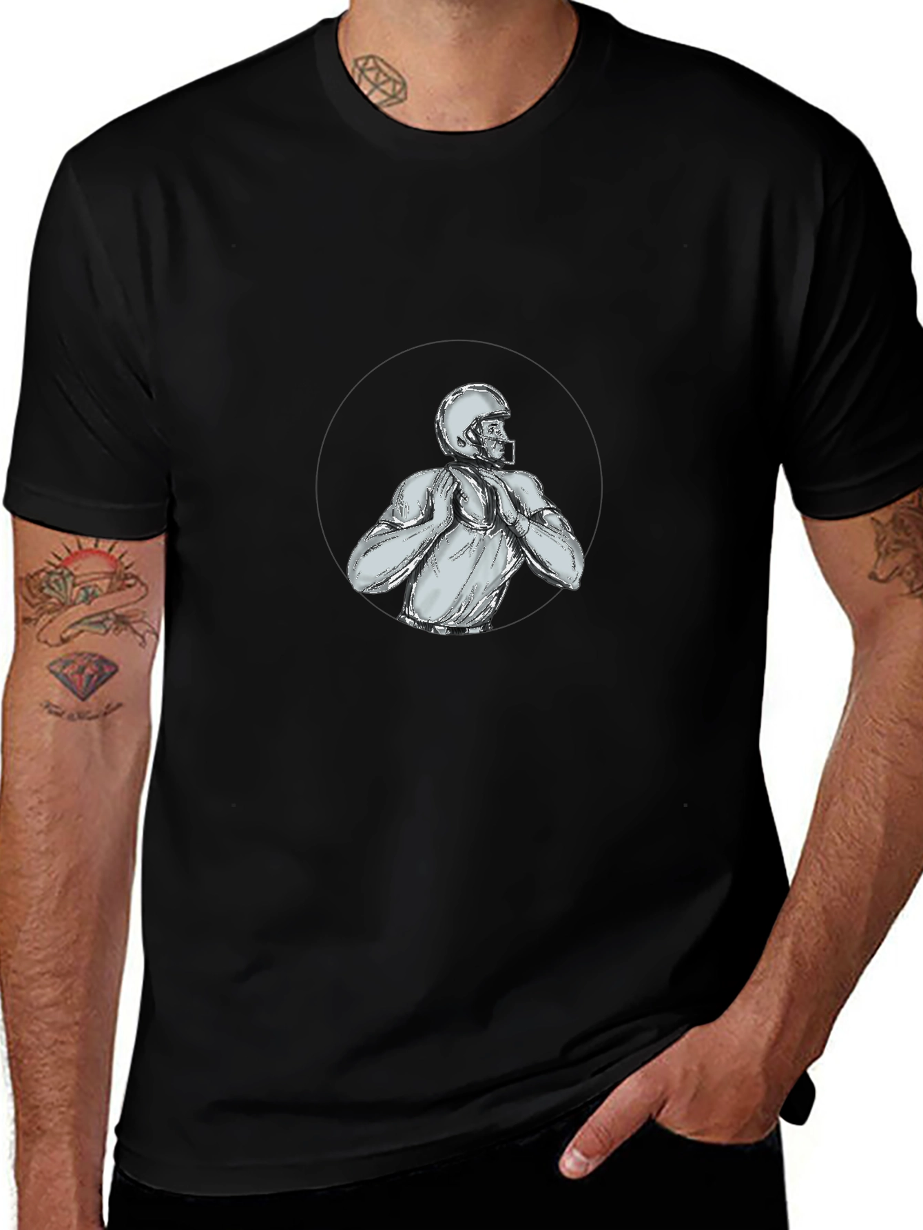 Football Player Sketch Graphic Tee
