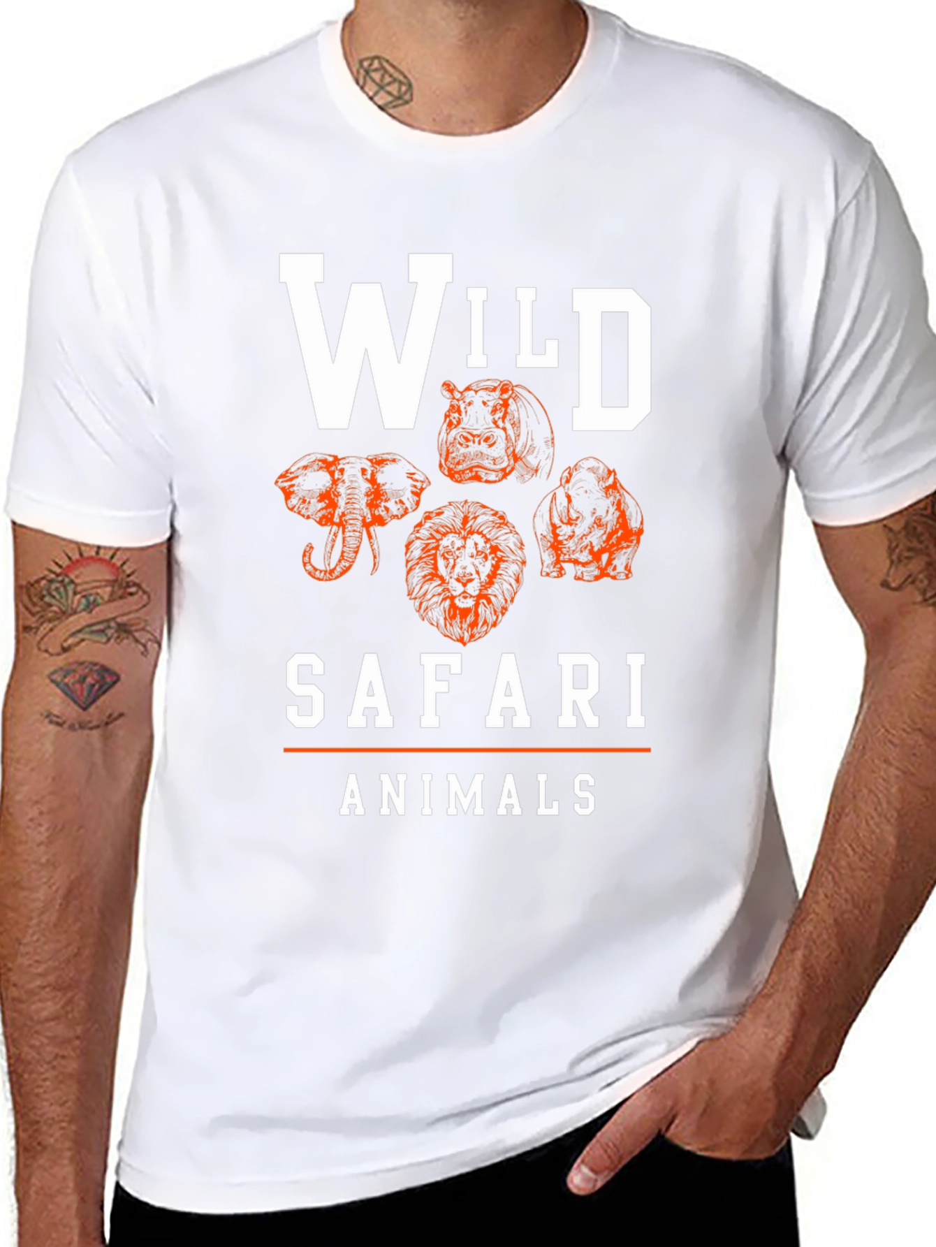 Wild Safari Animals Graphic Tee - Classic Black T-Shirt