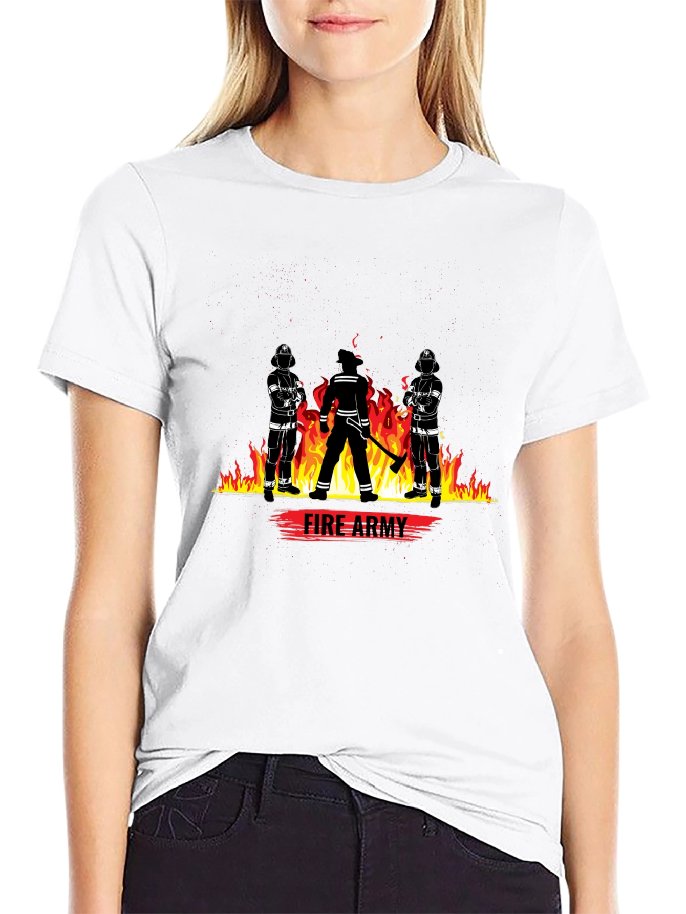 Fire Army Graphic Tee - Black Cotton T-Shirt
