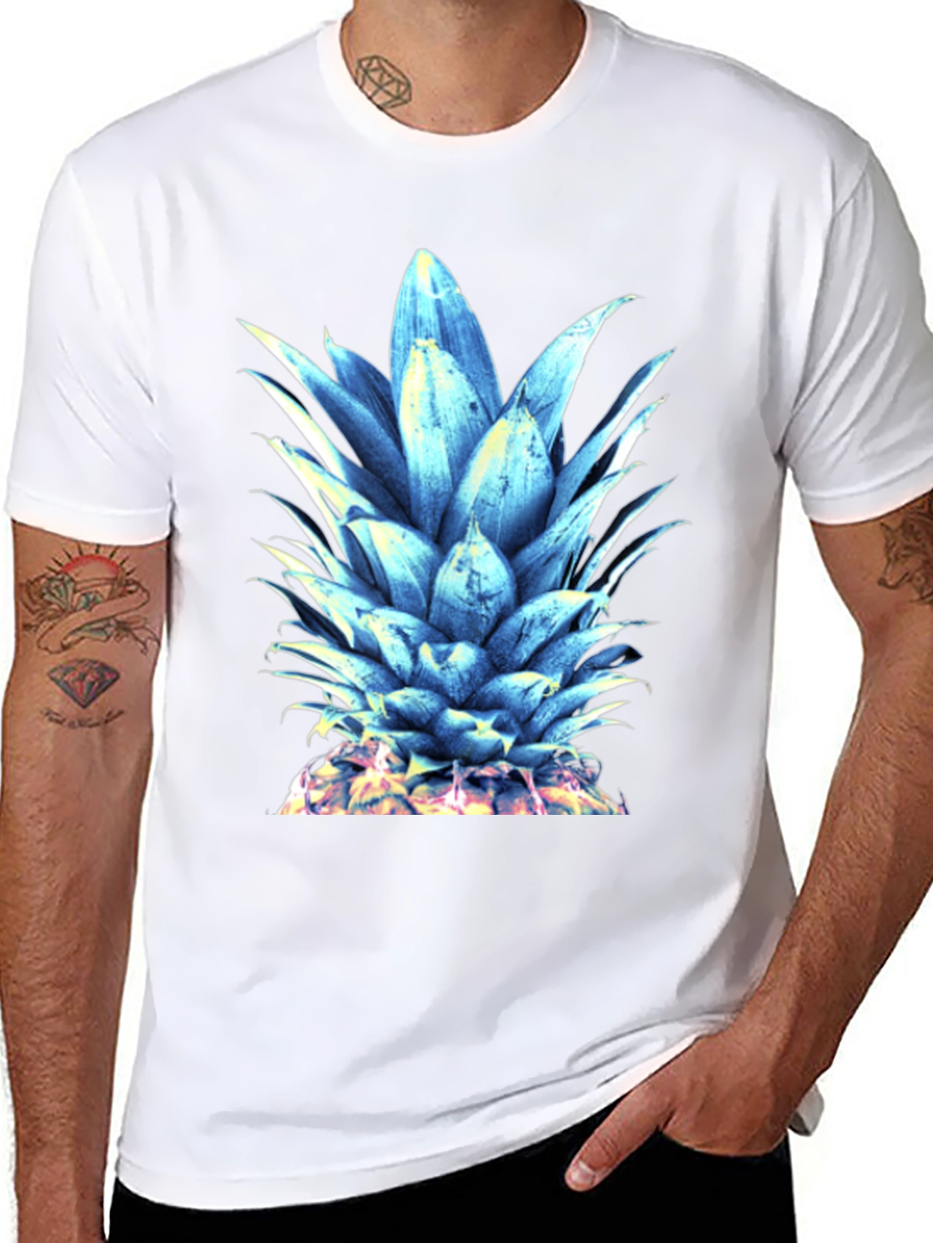 Cool Blue Pineapple Graphic T-Shirt