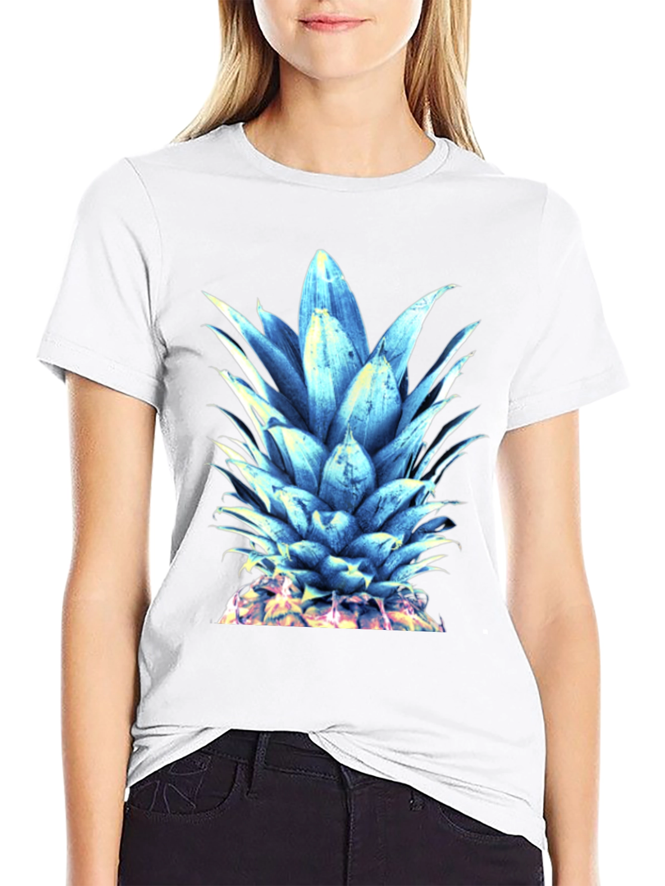Cool Blue Pineapple Graphic T-Shirt