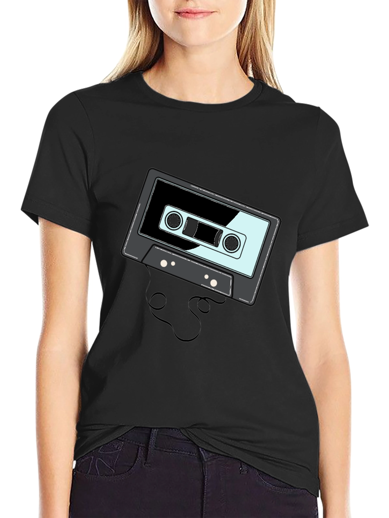 Retro Cassette Tape Graphic Black T-Shirt