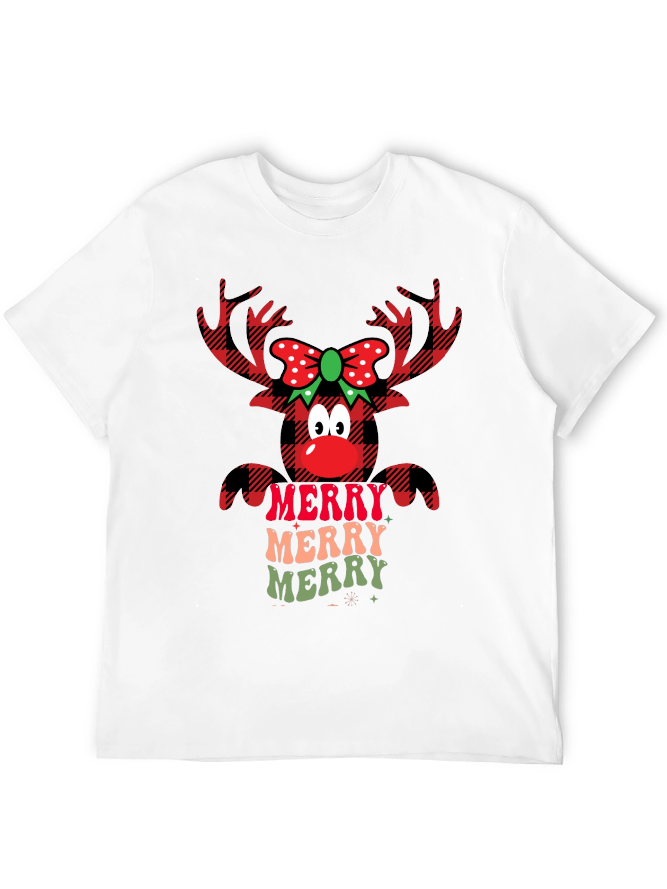 Festive Reindeer Merry Christmas Graphic Tee