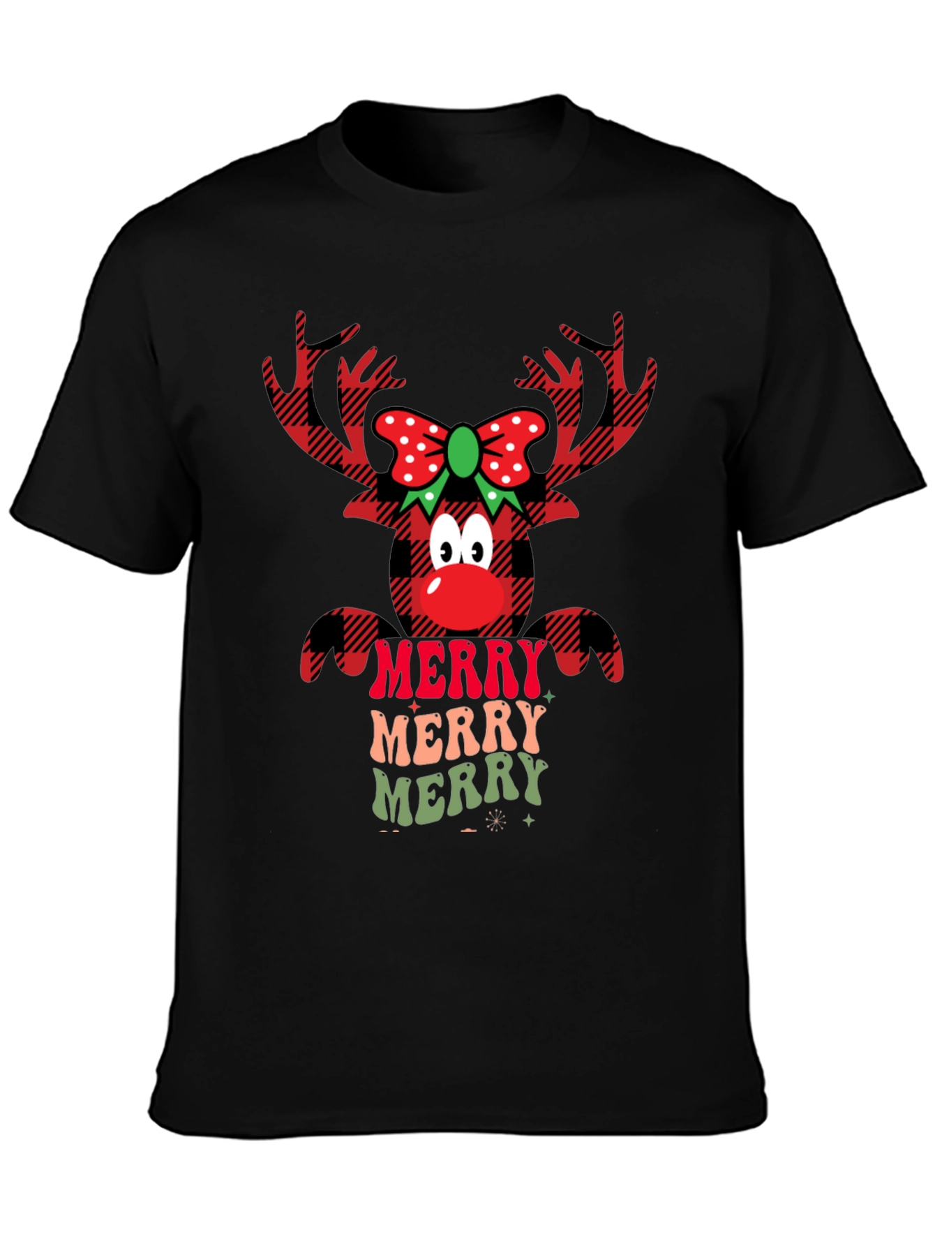 Festive Reindeer Merry Christmas Graphic Tee