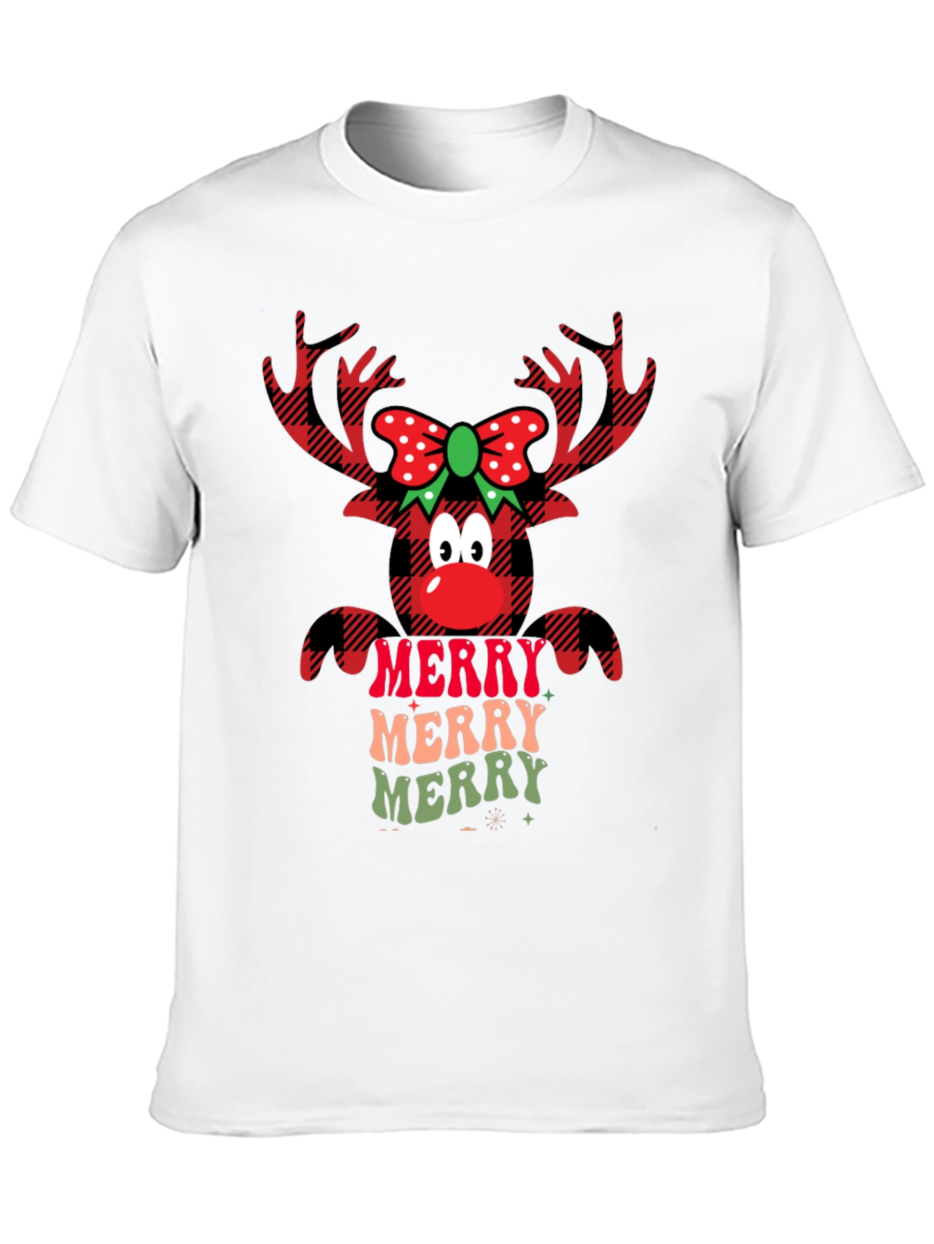 Festive Reindeer Merry Christmas Graphic Tee