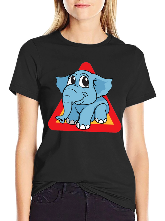 Cute Elephant Cartoon Graphic Tee - Unisex Black T-Shirt