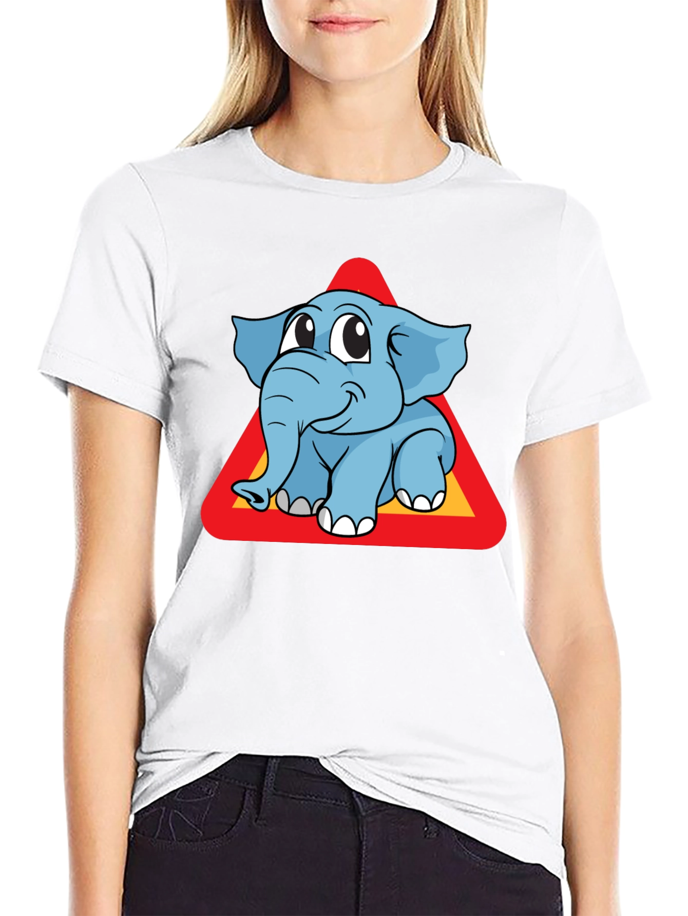 Cute Elephant Cartoon Graphic Tee - Unisex Black T-Shirt