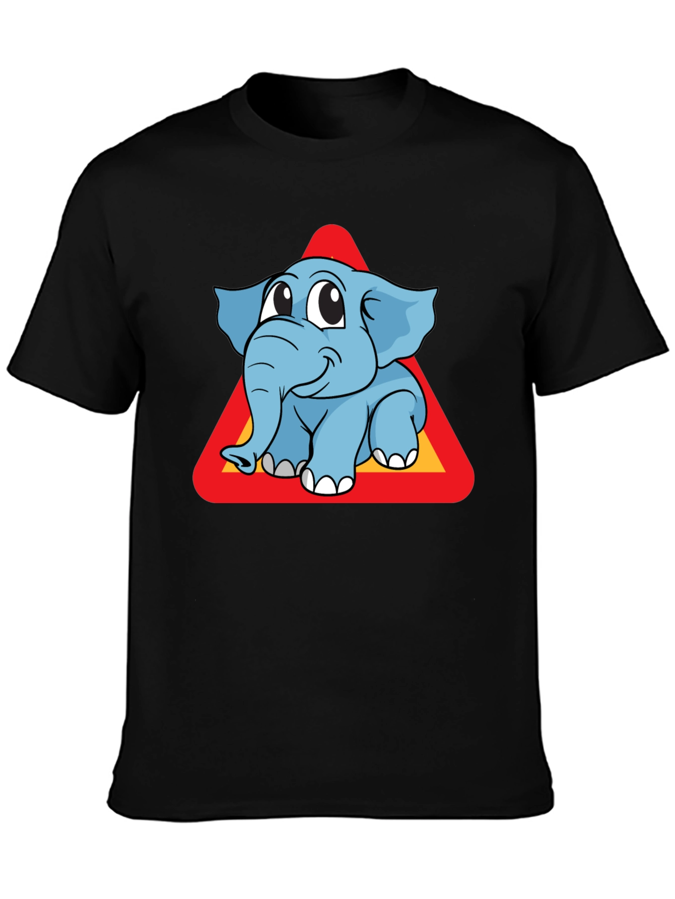 Cute Elephant Cartoon Graphic Tee - Unisex Black T-Shirt