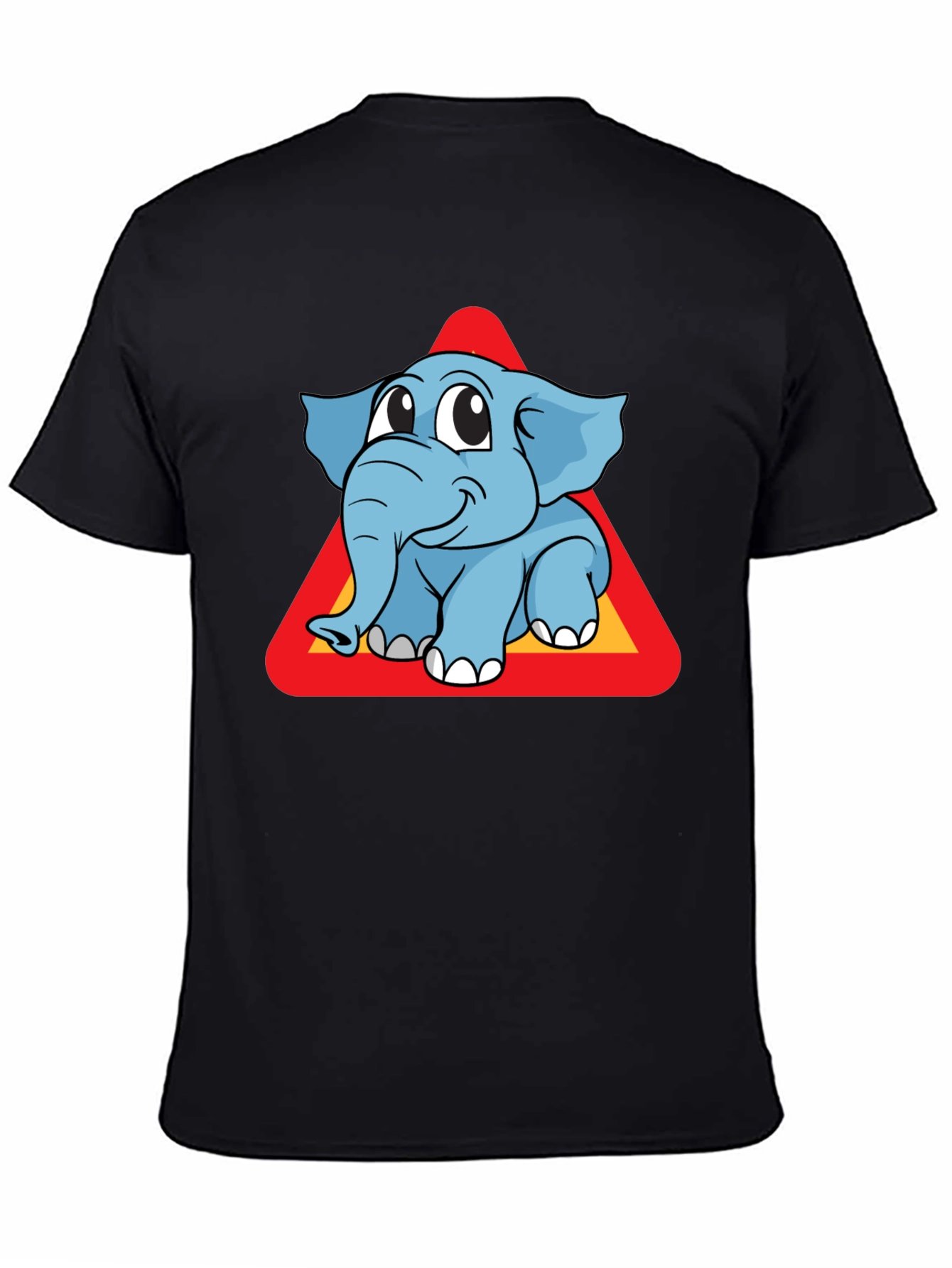 Cute Elephant Cartoon Graphic Tee - Unisex Black T-Shirt