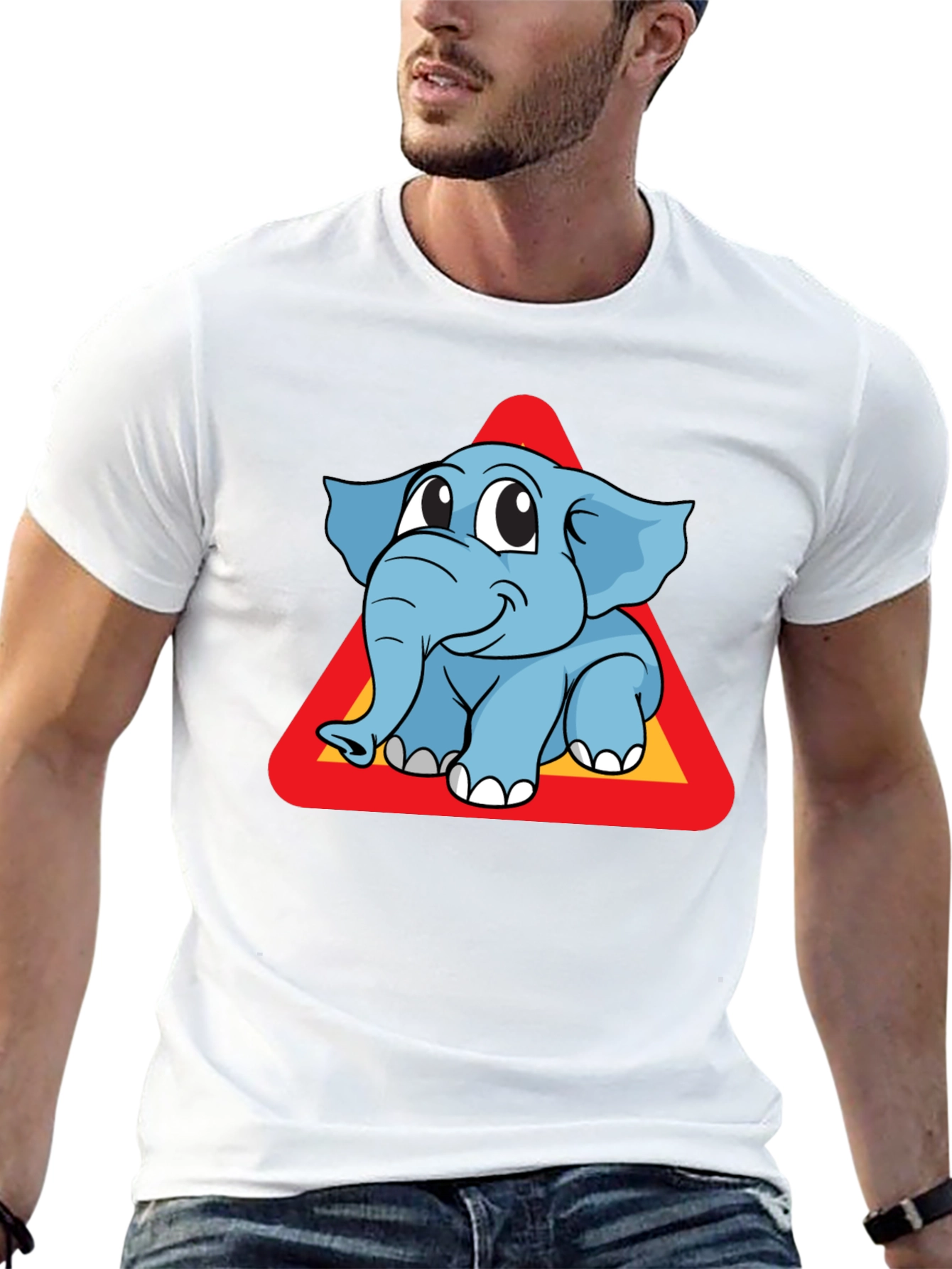 Cute Elephant Cartoon Graphic Tee - Unisex Black T-Shirt