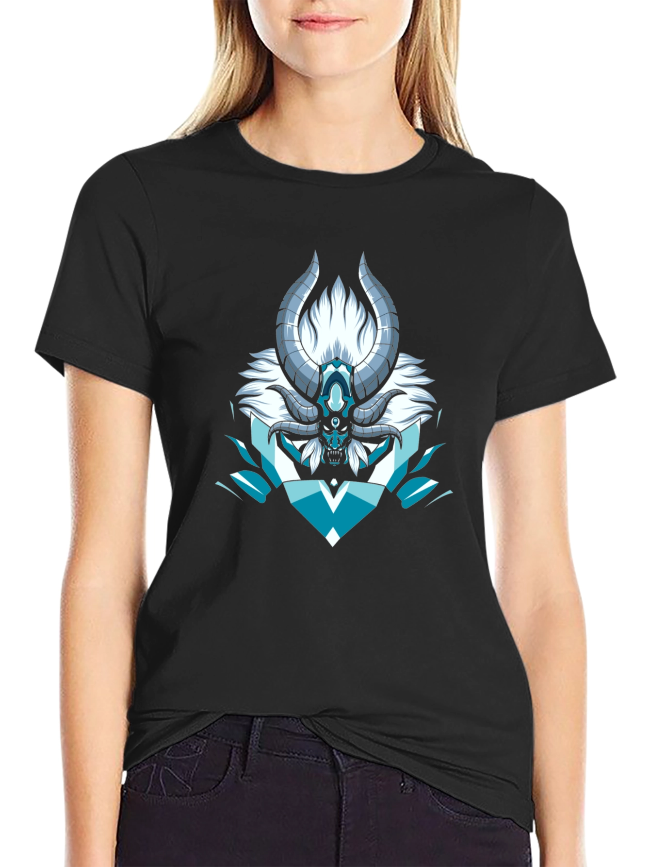 Horned Demon Graphic T-Shirt - Black Cotton Tee