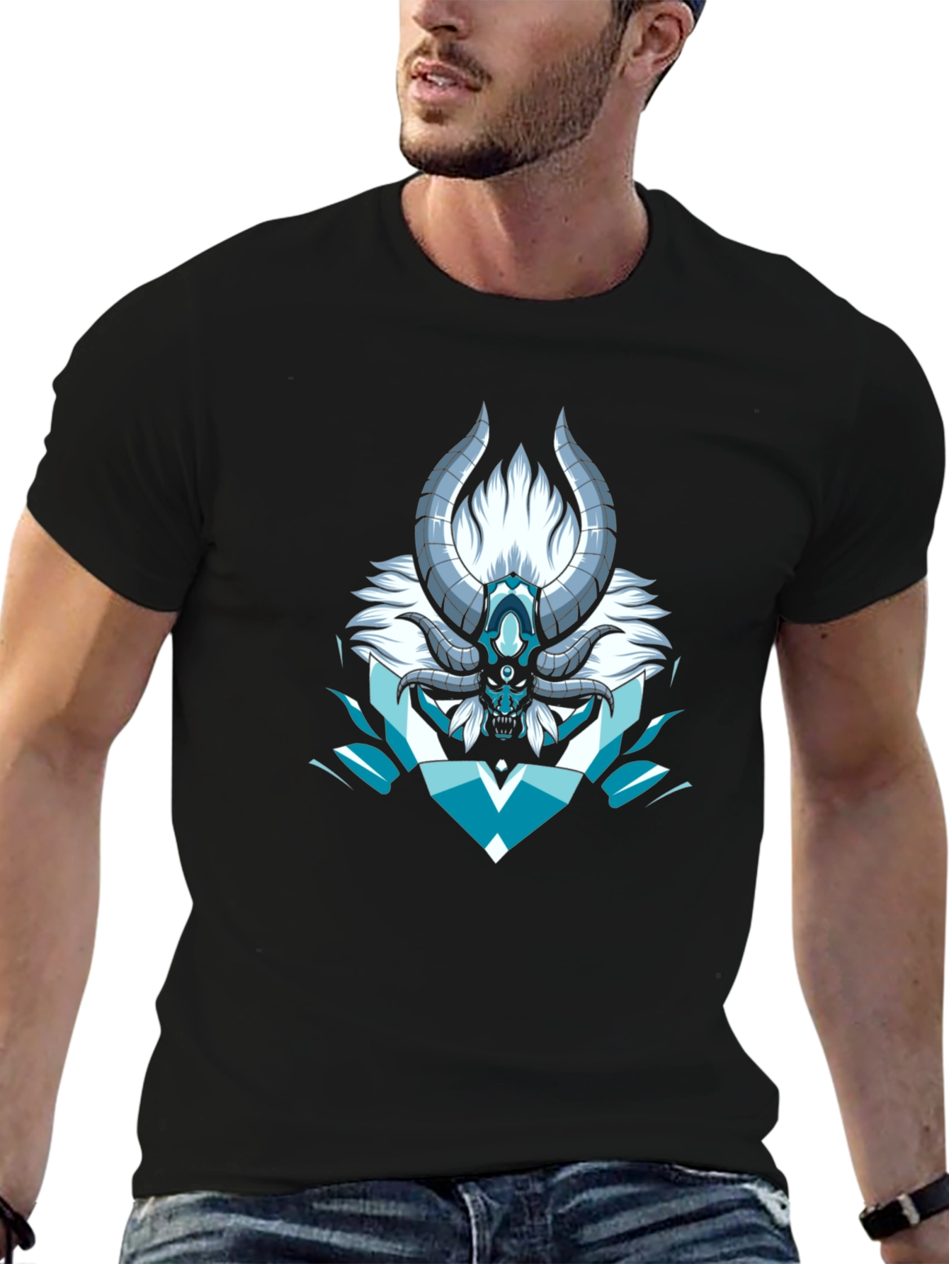 Horned Demon Graphic T-Shirt - Black Cotton Tee