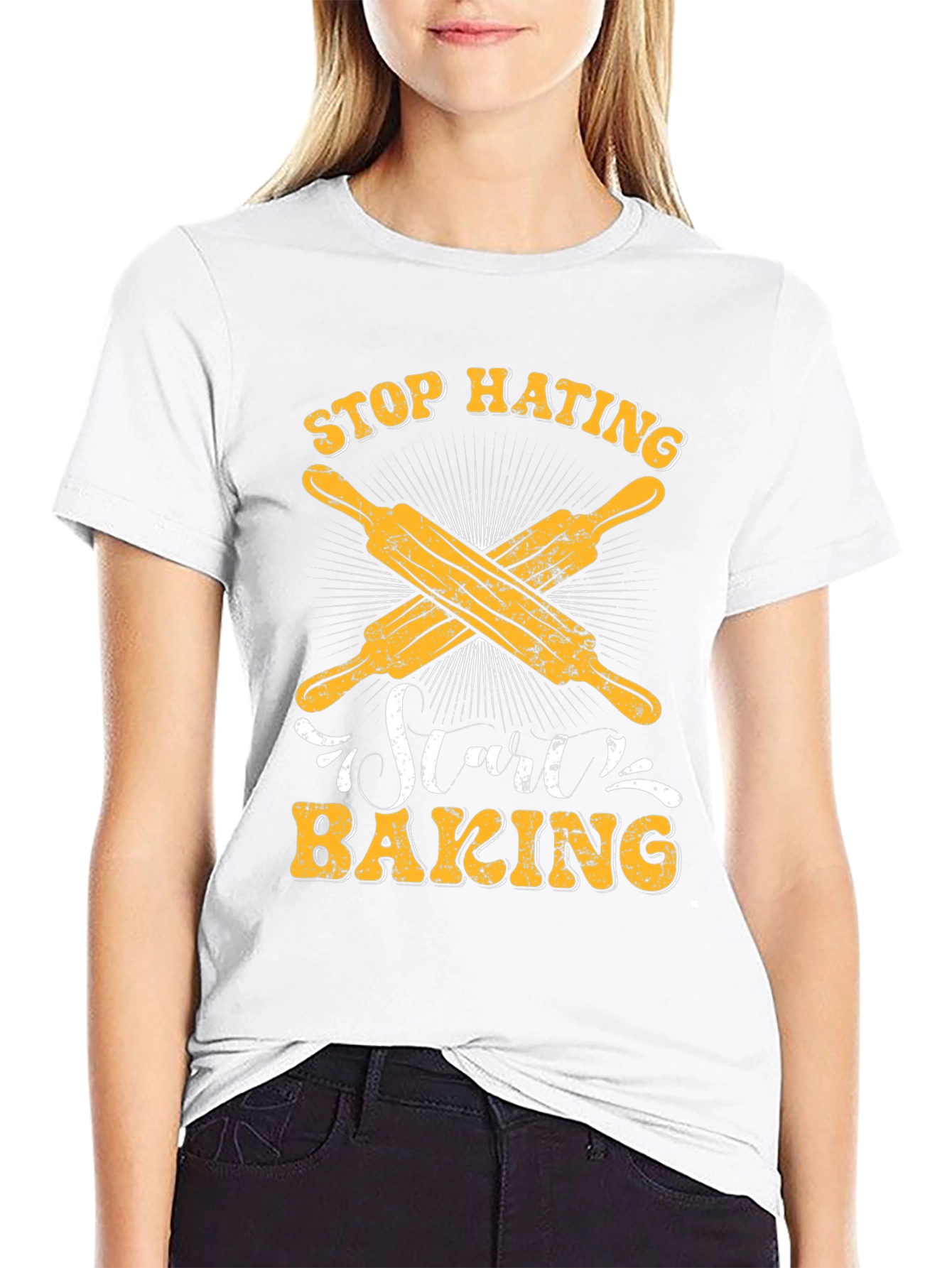 Stop Hating Start Baking Black T-Shirt