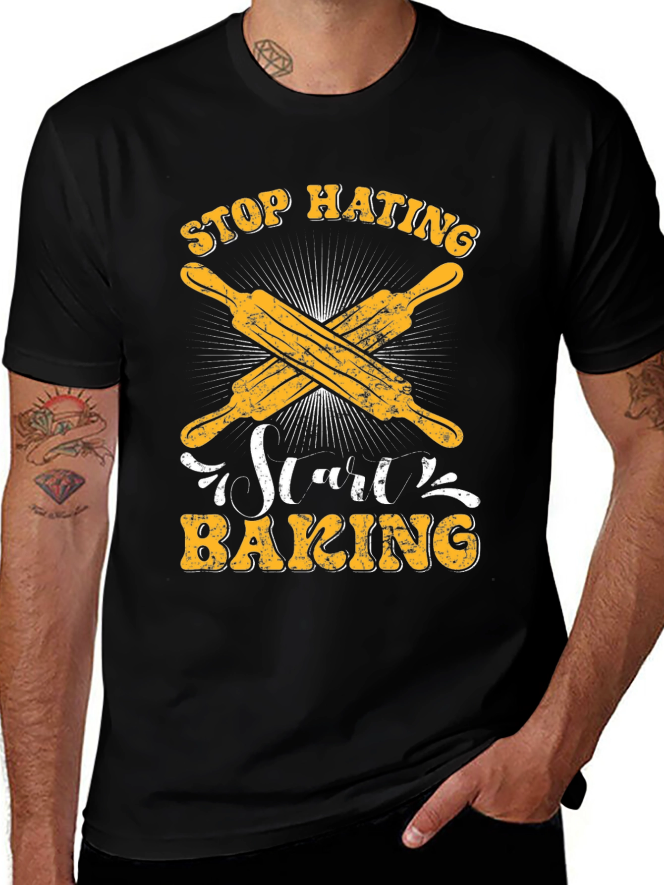 Stop Hating Start Baking Black T-Shirt