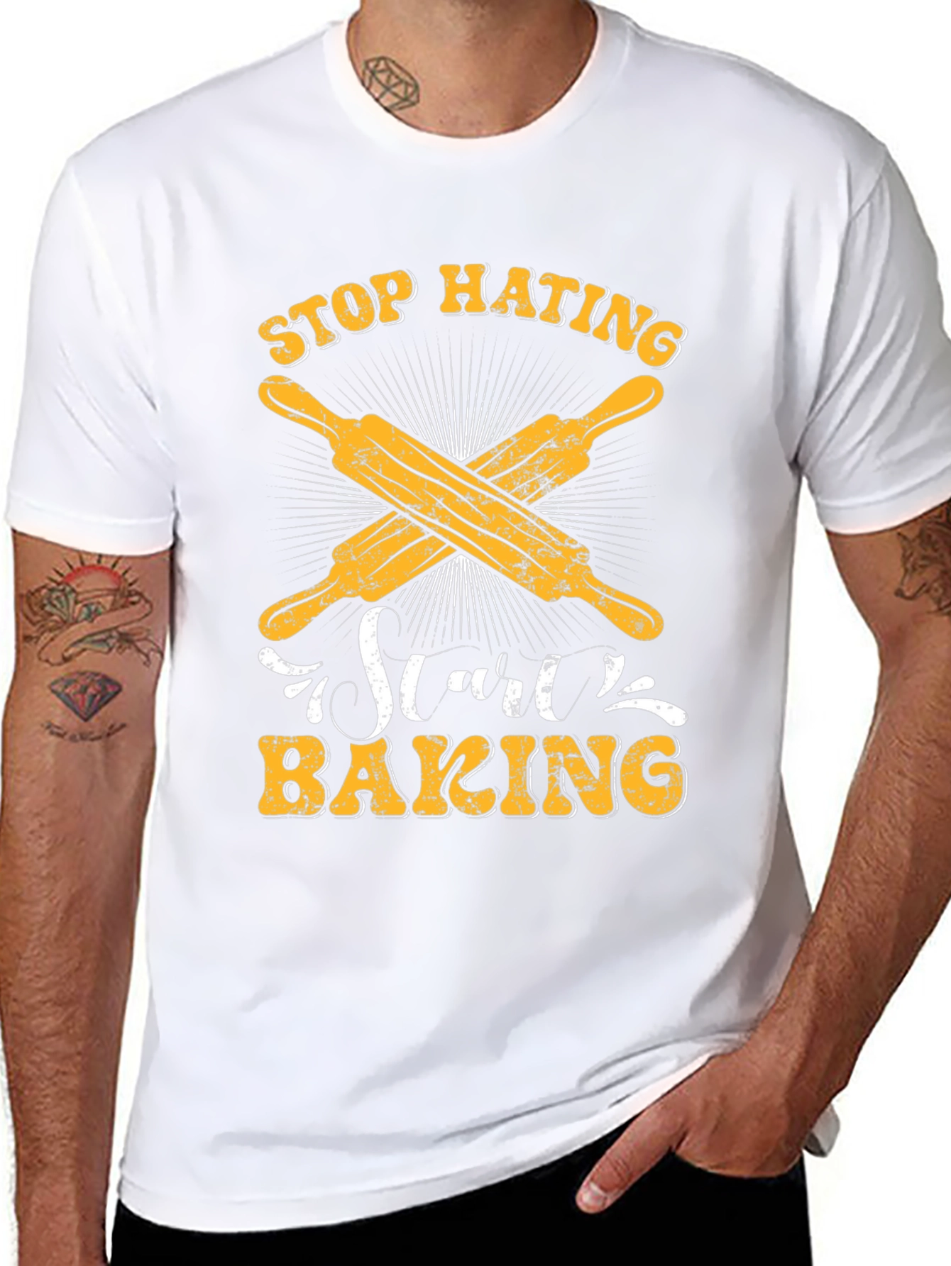 Stop Hating Start Baking Black T-Shirt