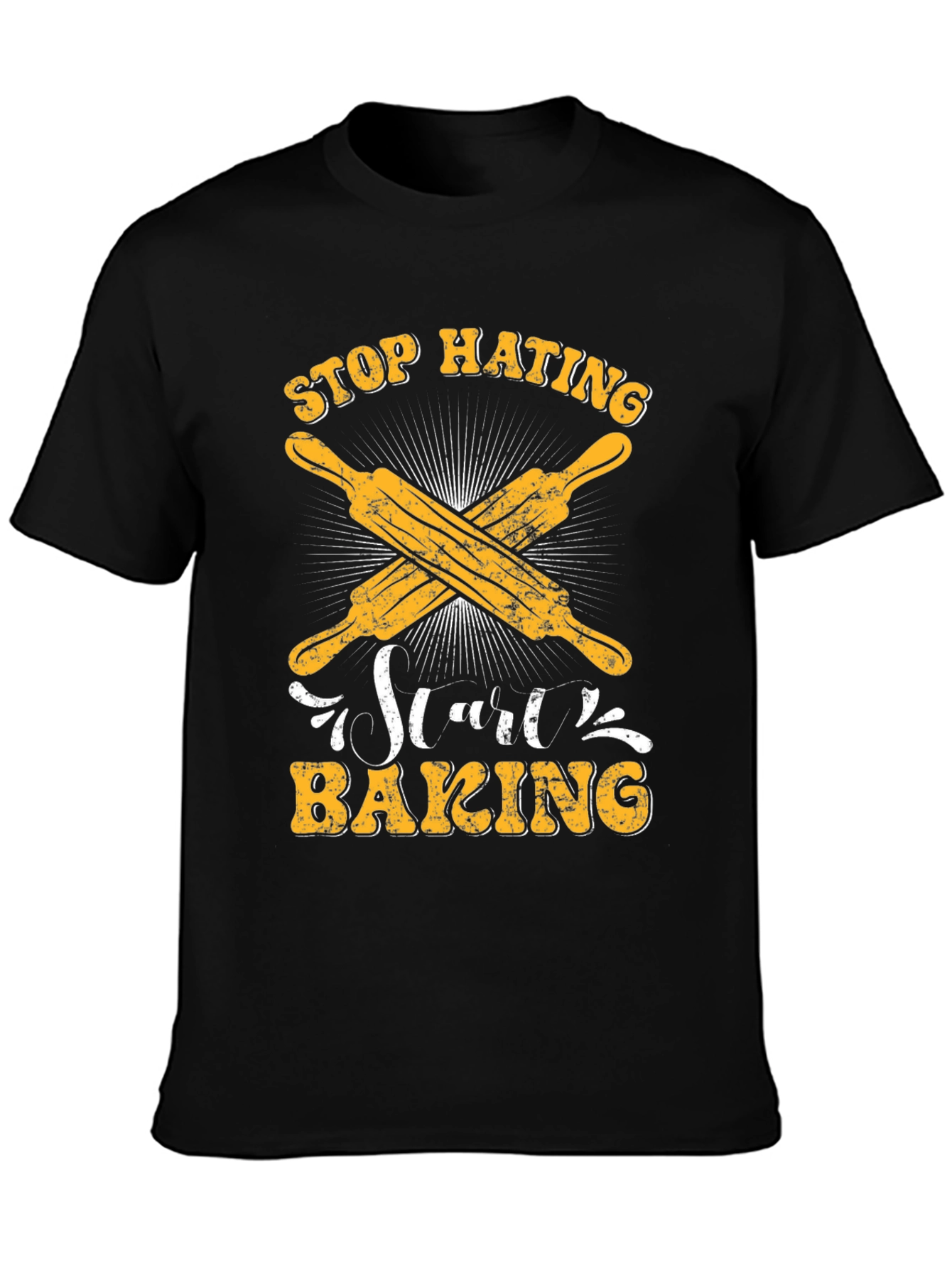 Stop Hating Start Baking Black T-Shirt
