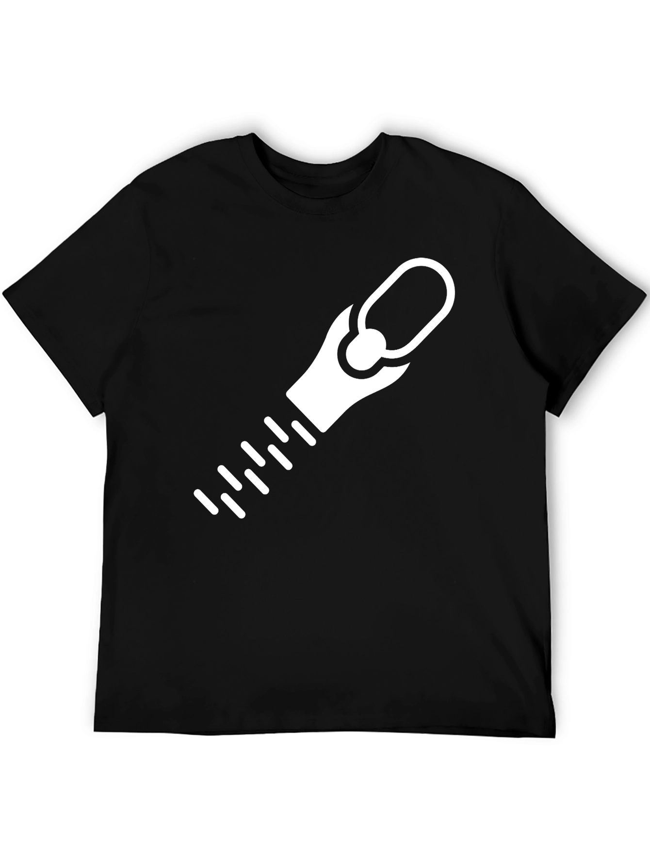 Black T-Shirt with Zipper Graphic