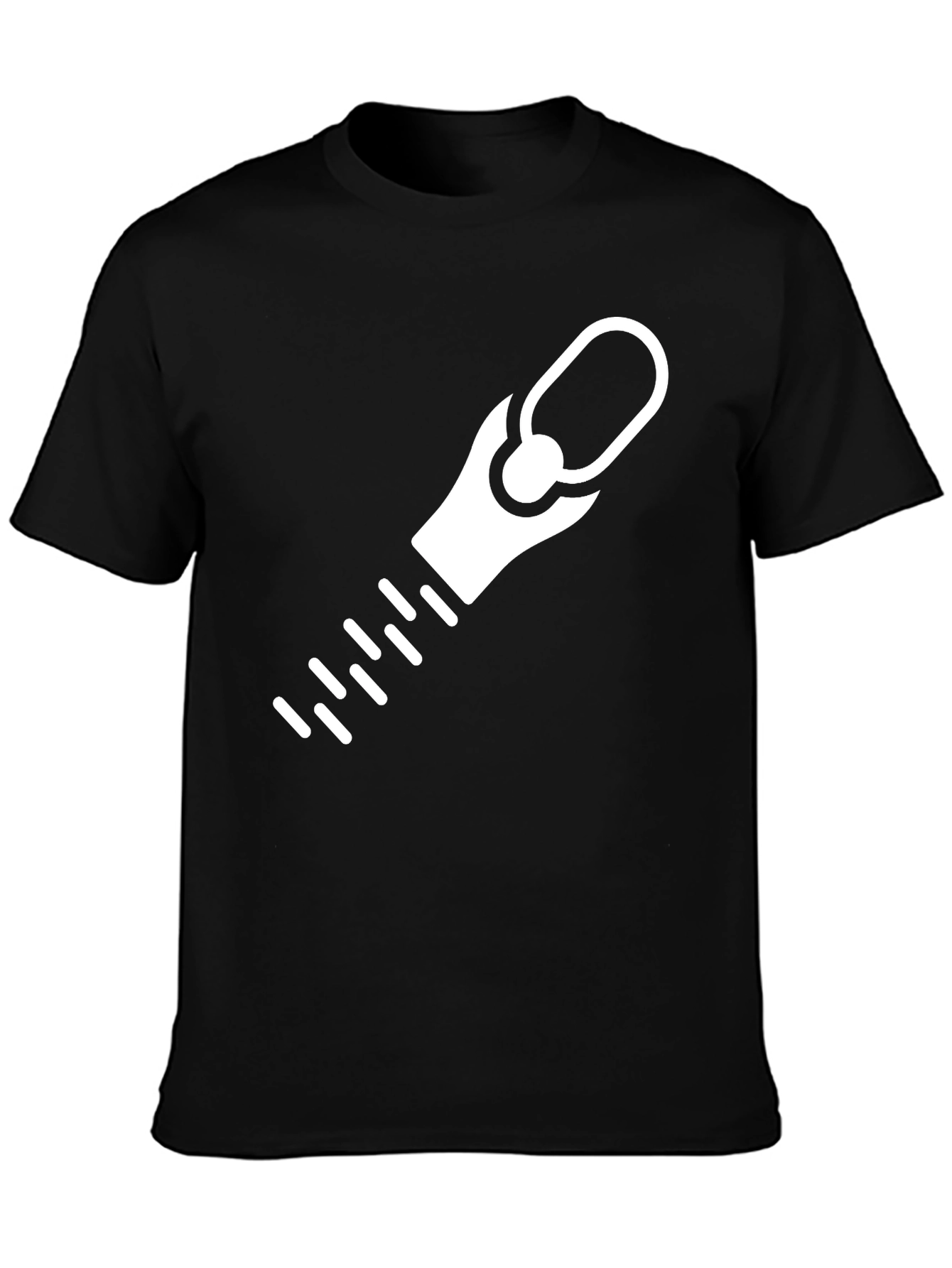 Black T-Shirt with Zipper Graphic