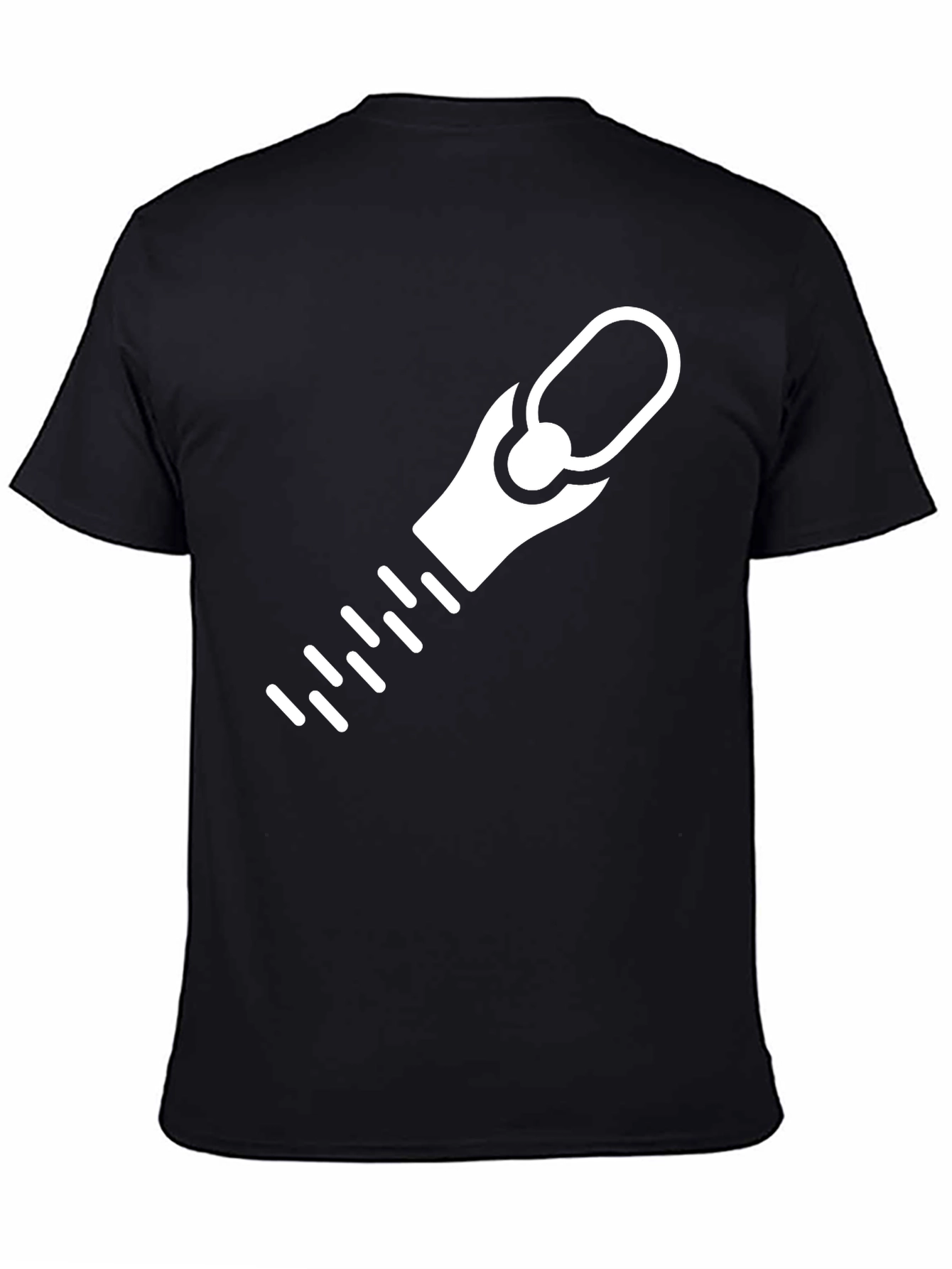 Black T-Shirt with Zipper Graphic