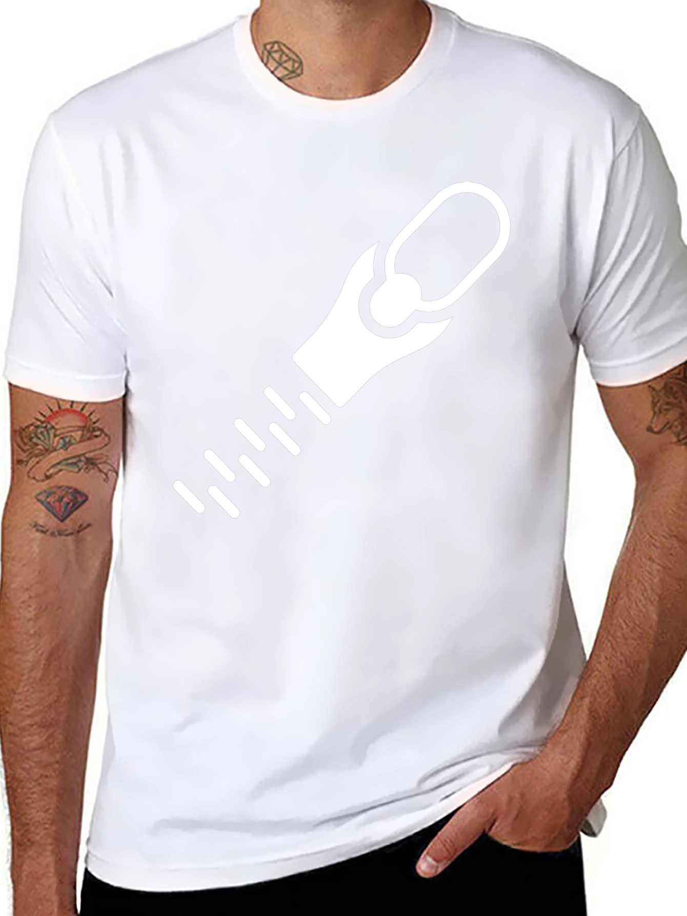 Black T-Shirt with Zipper Graphic
