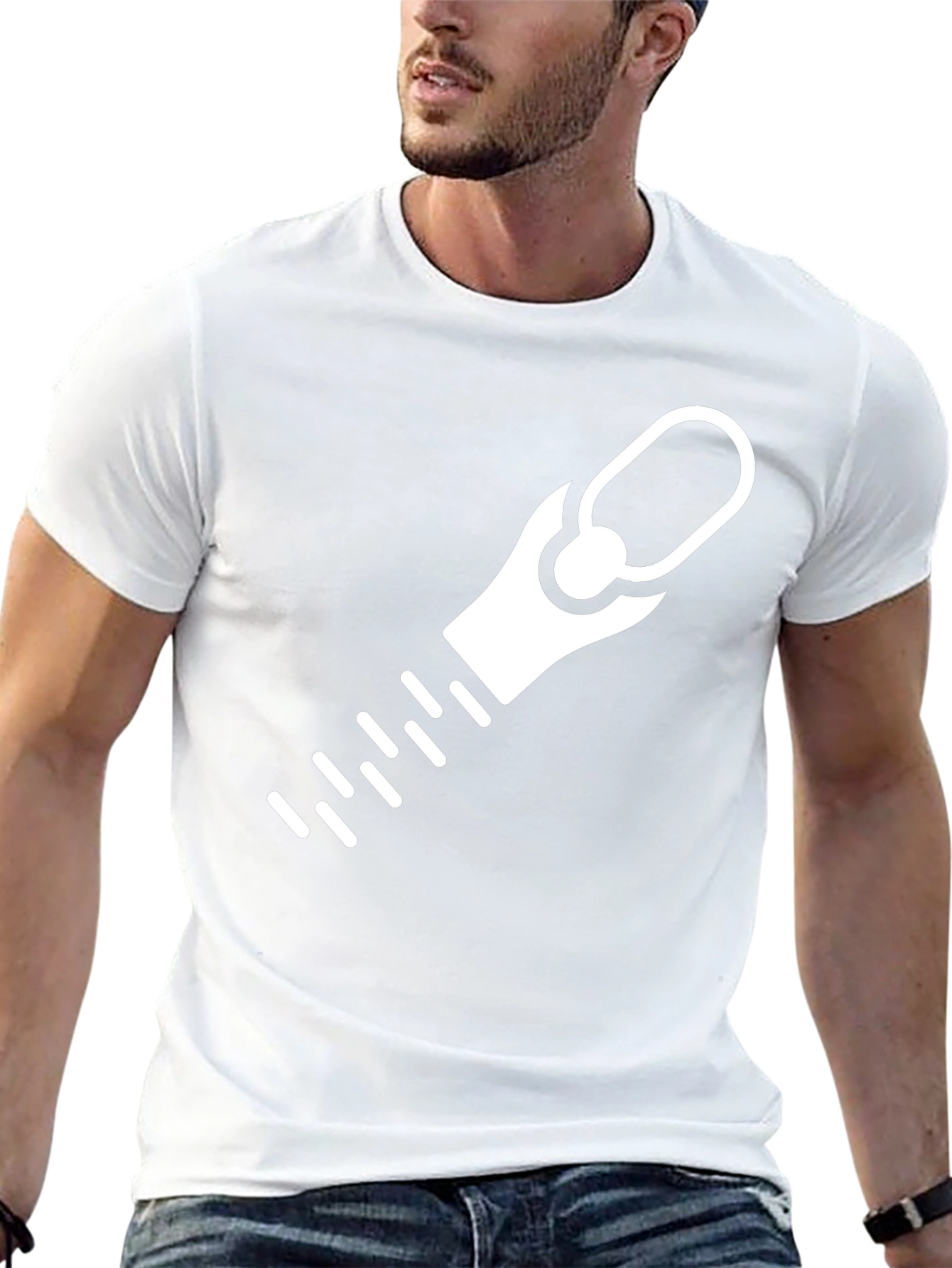 Black T-Shirt with Zipper Graphic
