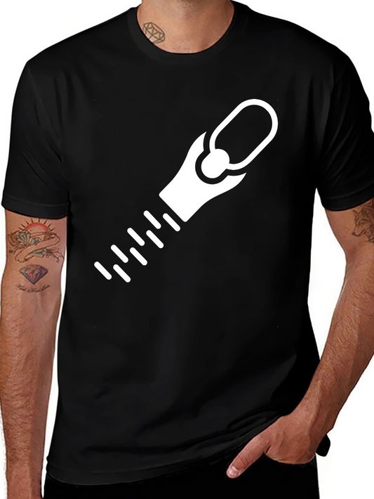 Black T-Shirt with Zipper Graphic