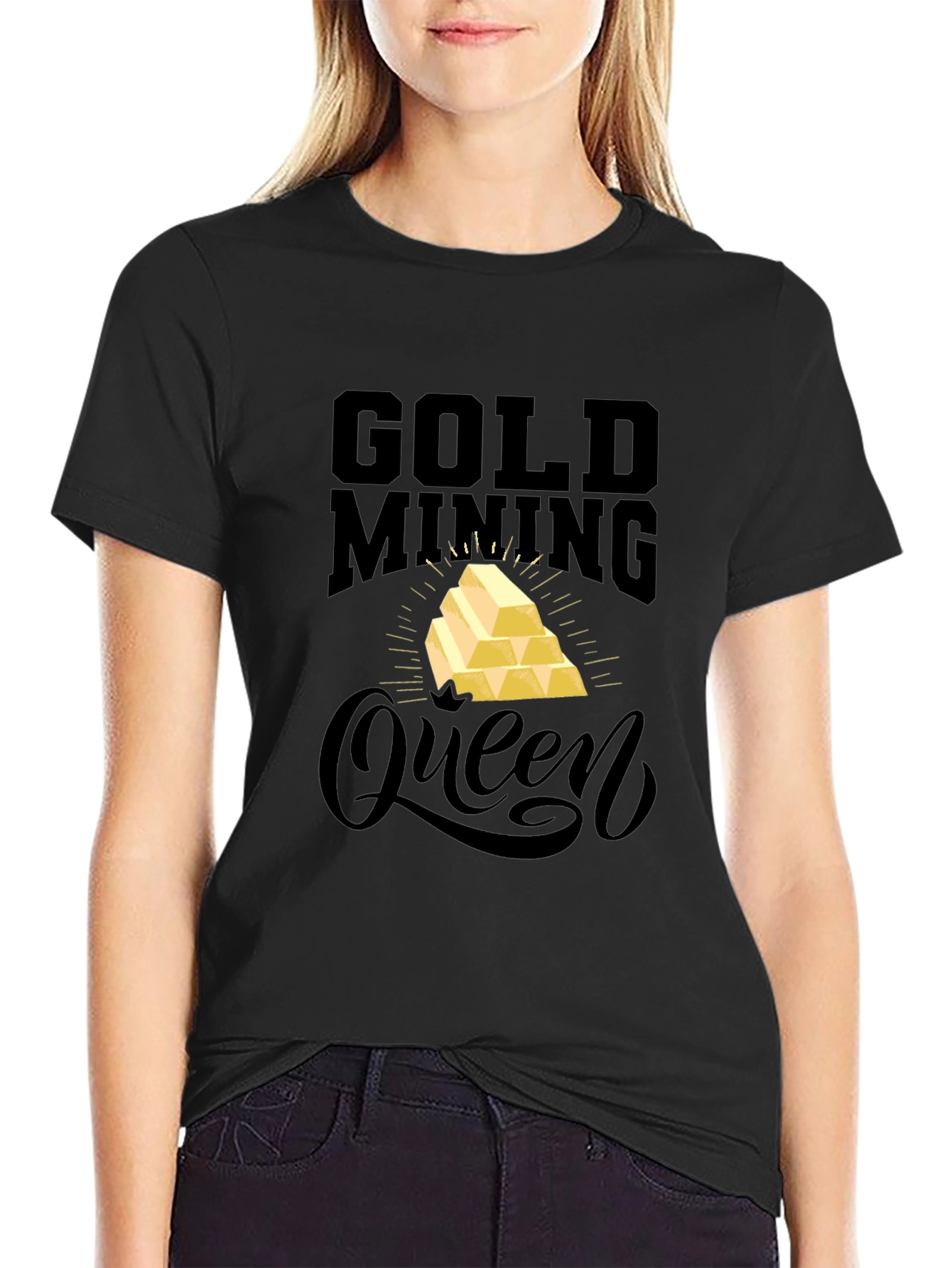 Gold Mining Queen Black T-Shirt