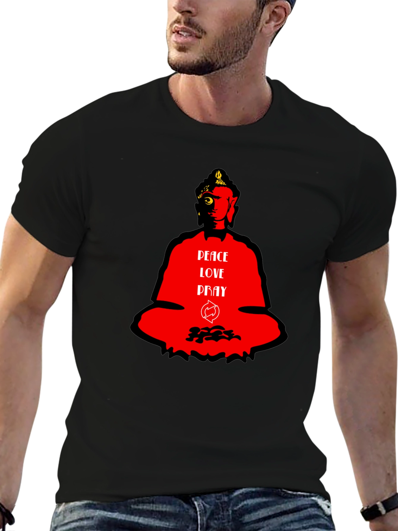 Peace Love Pray Buddha Graphic T-Shirt