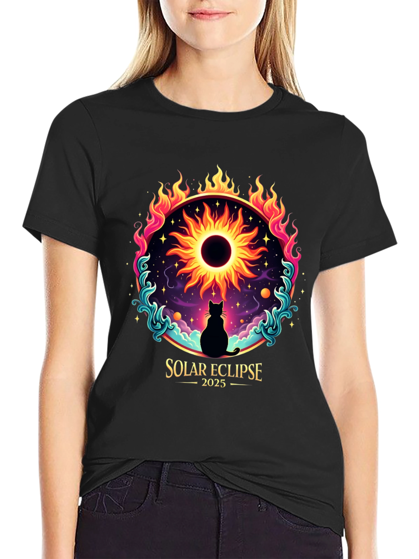 Solar Eclipse 2025 Cat T-Shirt