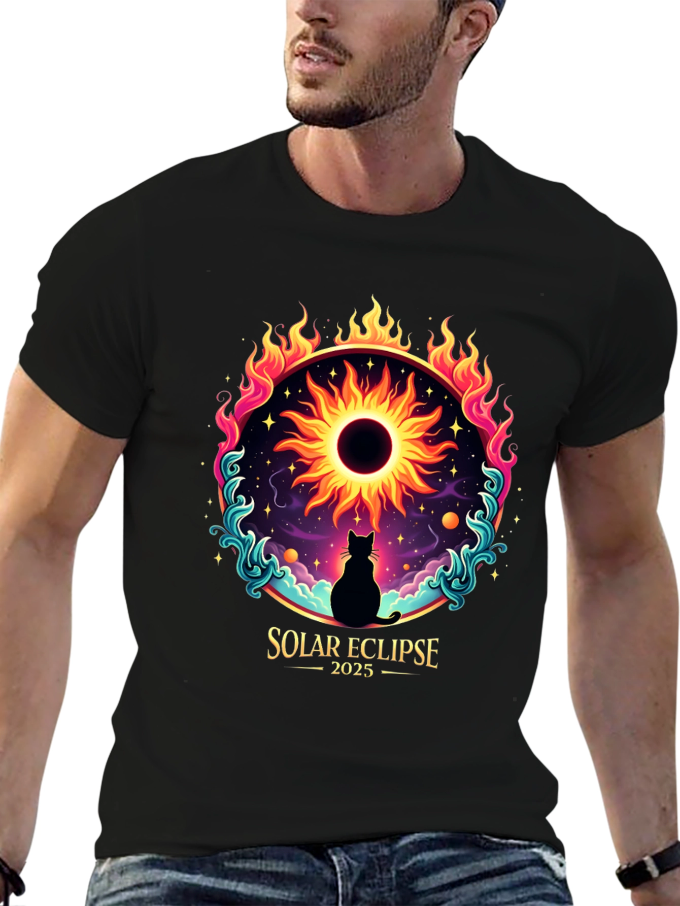 Solar Eclipse 2025 Cat T-Shirt