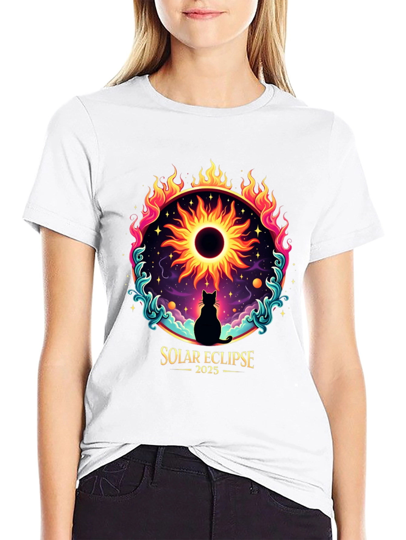 Solar Eclipse 2025 Cat T-Shirt