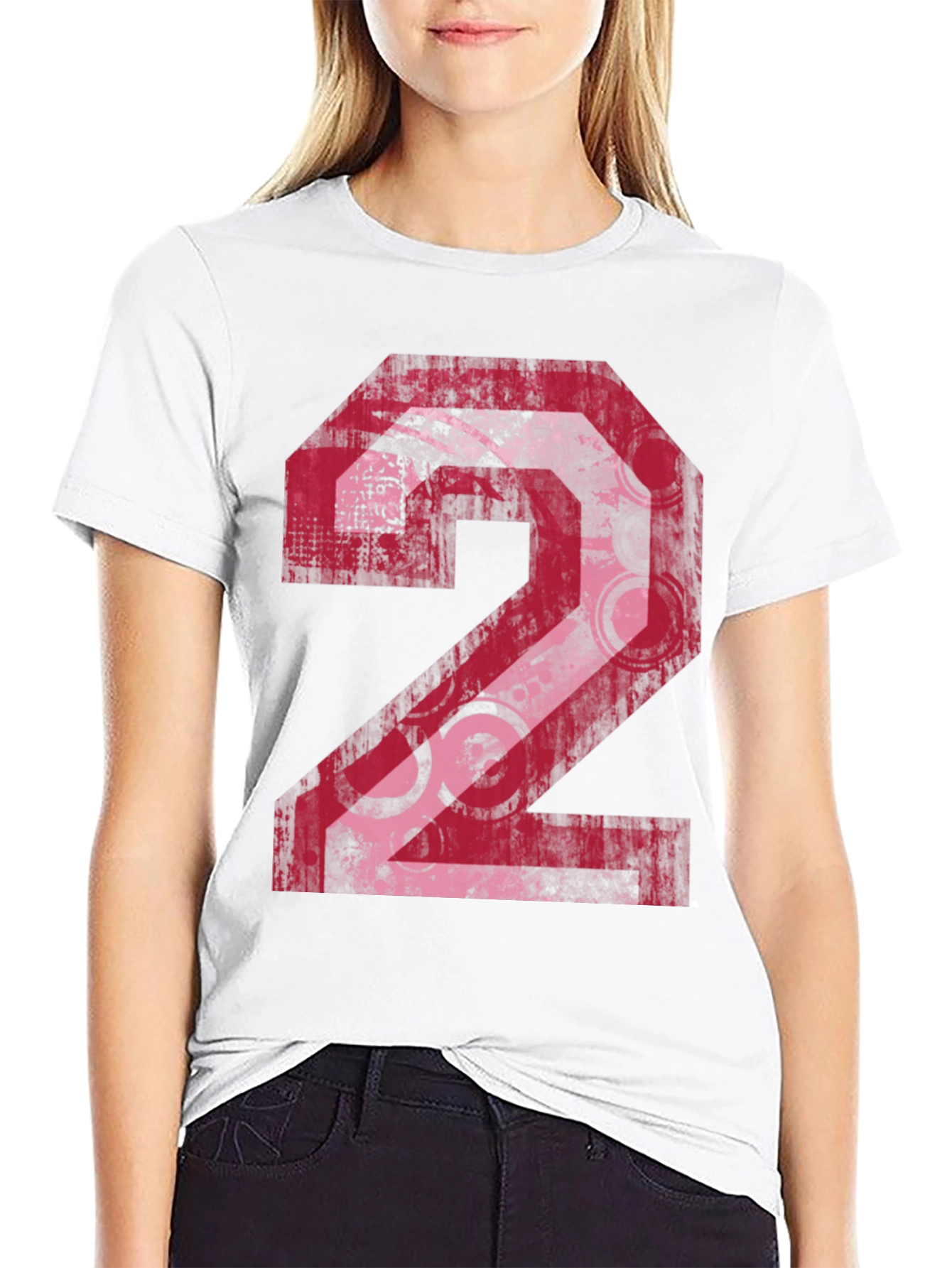 Distressed Number 2 Graphic Print Black Tee