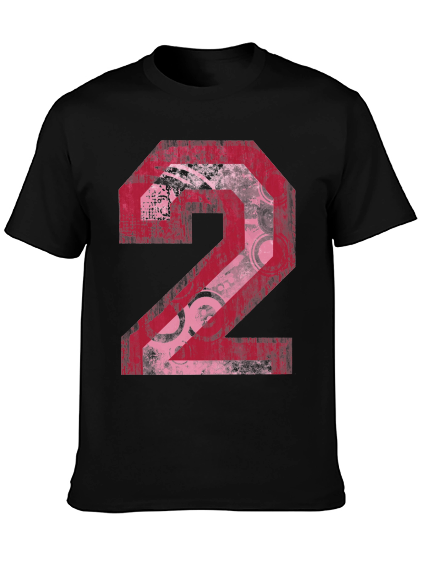 Distressed Number 2 Graphic Print Black Tee